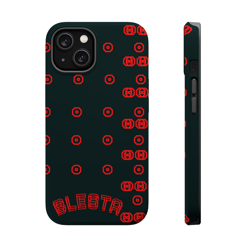 Phone Case — Black & Red Retro Pixel Pattern Magnetic Impact-Resistant Case