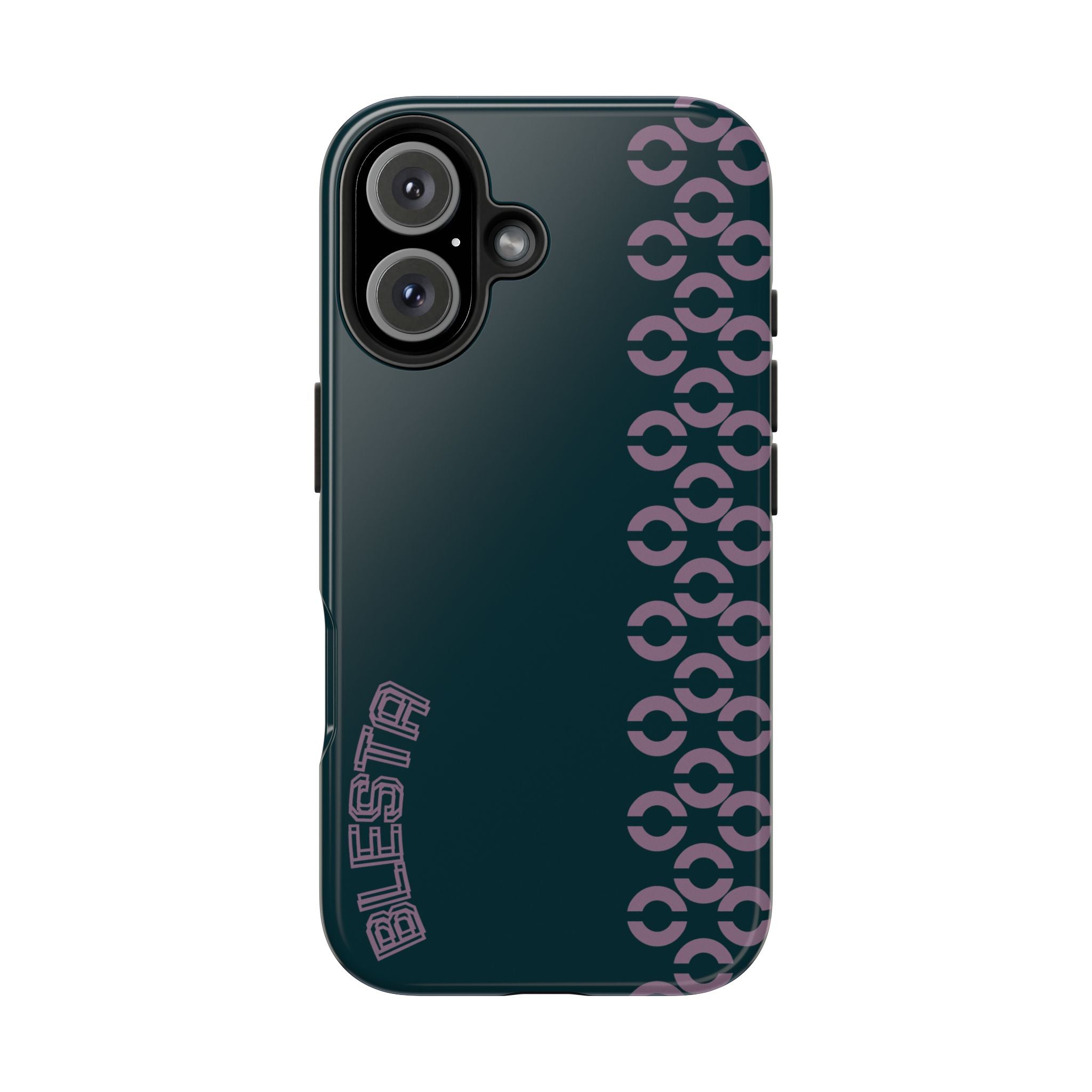Tough Phone Case — Sleek Dark Teal with Geometric Stripe & “BLESTA” Accent