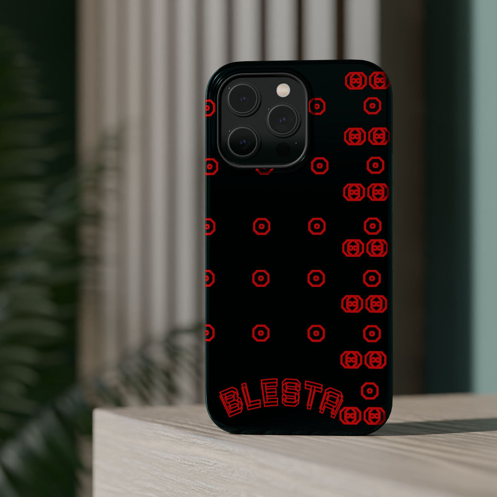 Phone Case — Black & Red Retro Pixel Pattern Magnetic Impact-Resistant Case