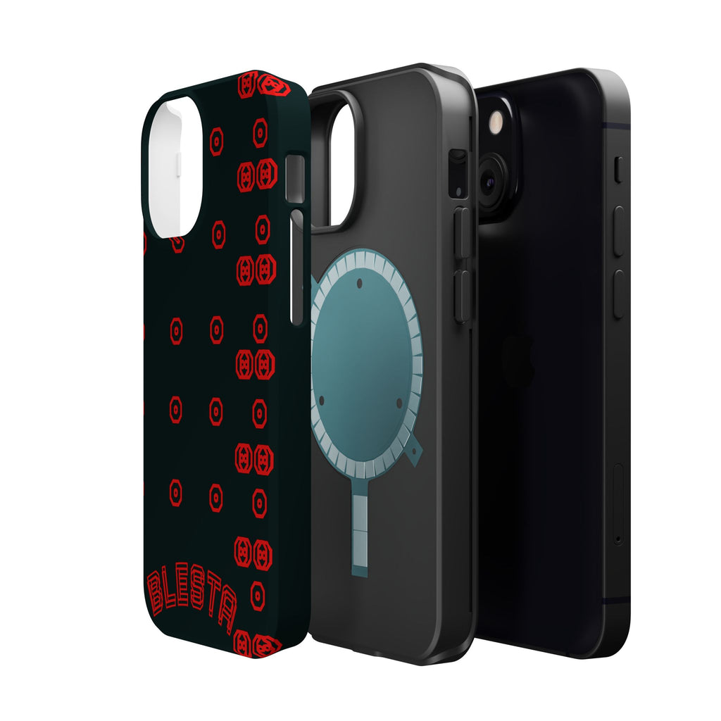 Phone Case — Black & Red Retro Pixel Pattern Magnetic Impact-Resistant Case