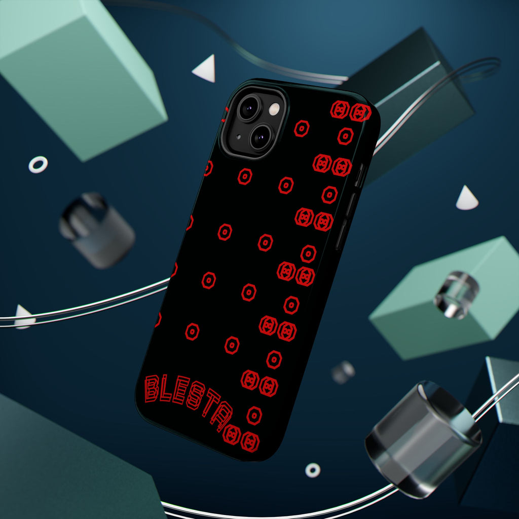 Phone Case — Black & Red Retro Pixel Pattern Magnetic Impact-Resistant Case