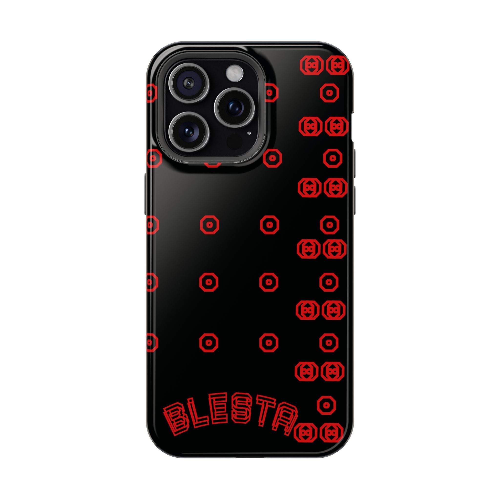Phone Case — Black & Red Retro Pixel Pattern Magnetic Impact-Resistant Case