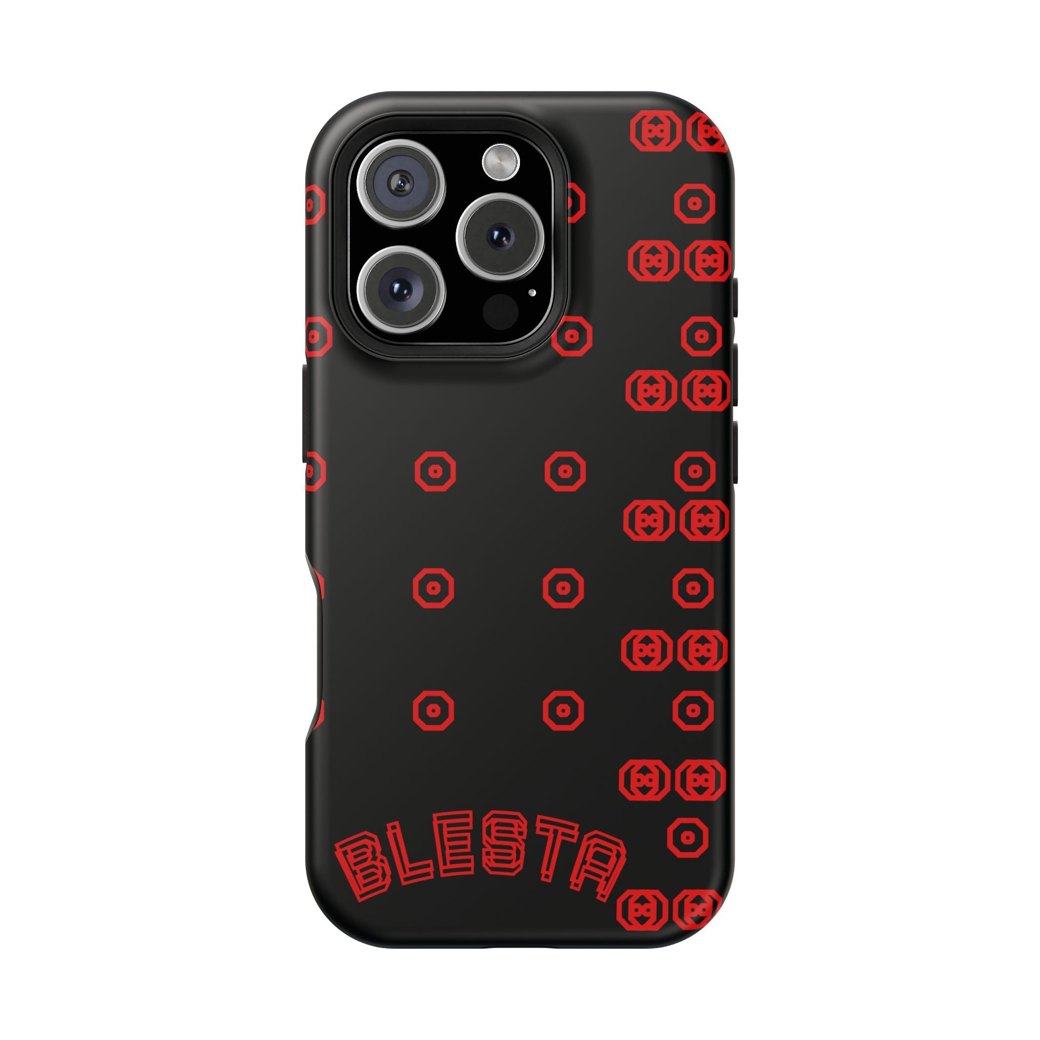 Phone Case — Black & Red Retro Pixel Pattern Magnetic Impact-Resistant Case