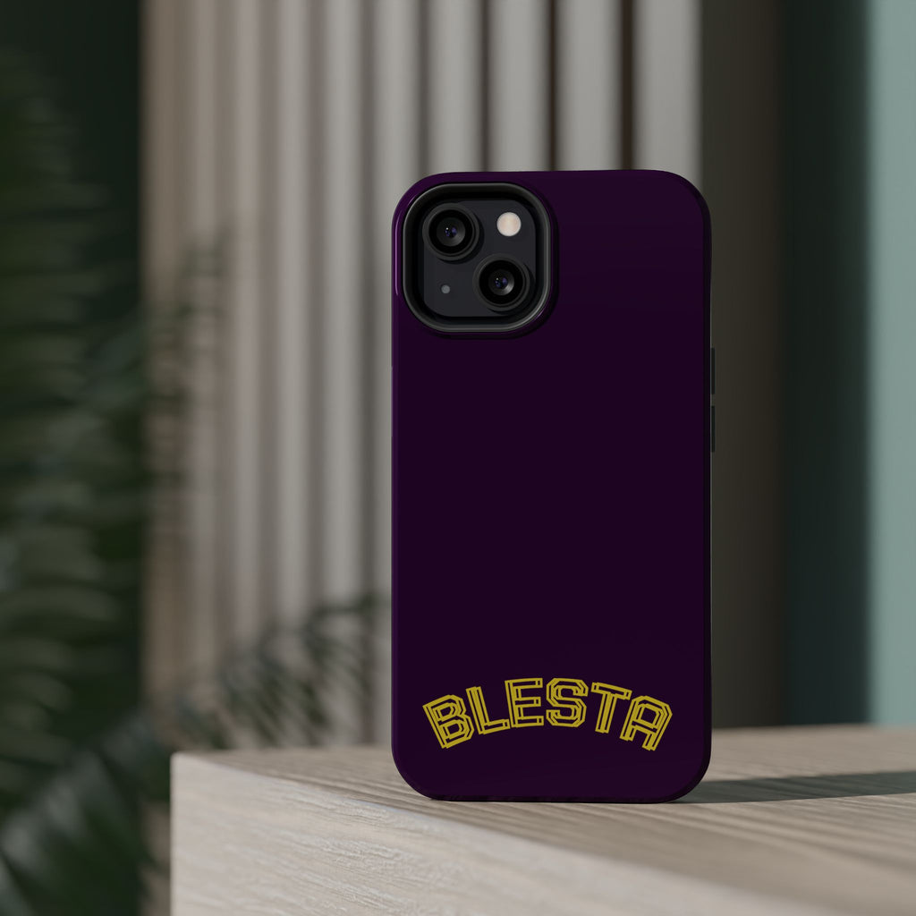 Magnetic Impact-Resistant Phone Case — “BLESTA” Retro Varsity Logo