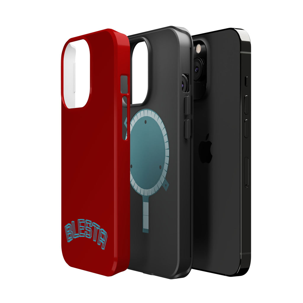 Magnetic Impact-Resistant Phone Case — Red Retro 'BLESTA' Design