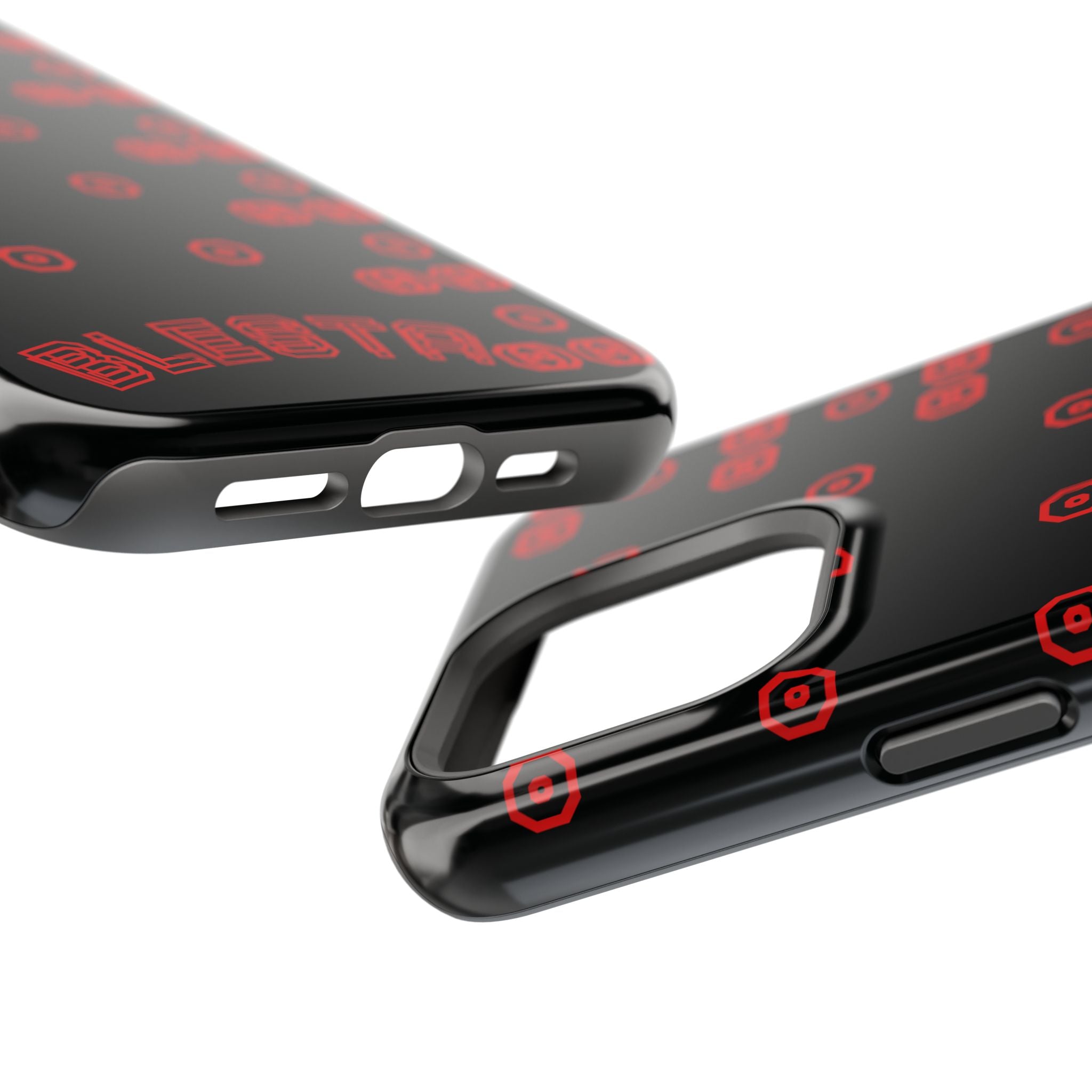 Phone Case — Black & Red Retro Pixel Pattern Magnetic Impact-Resistant Case