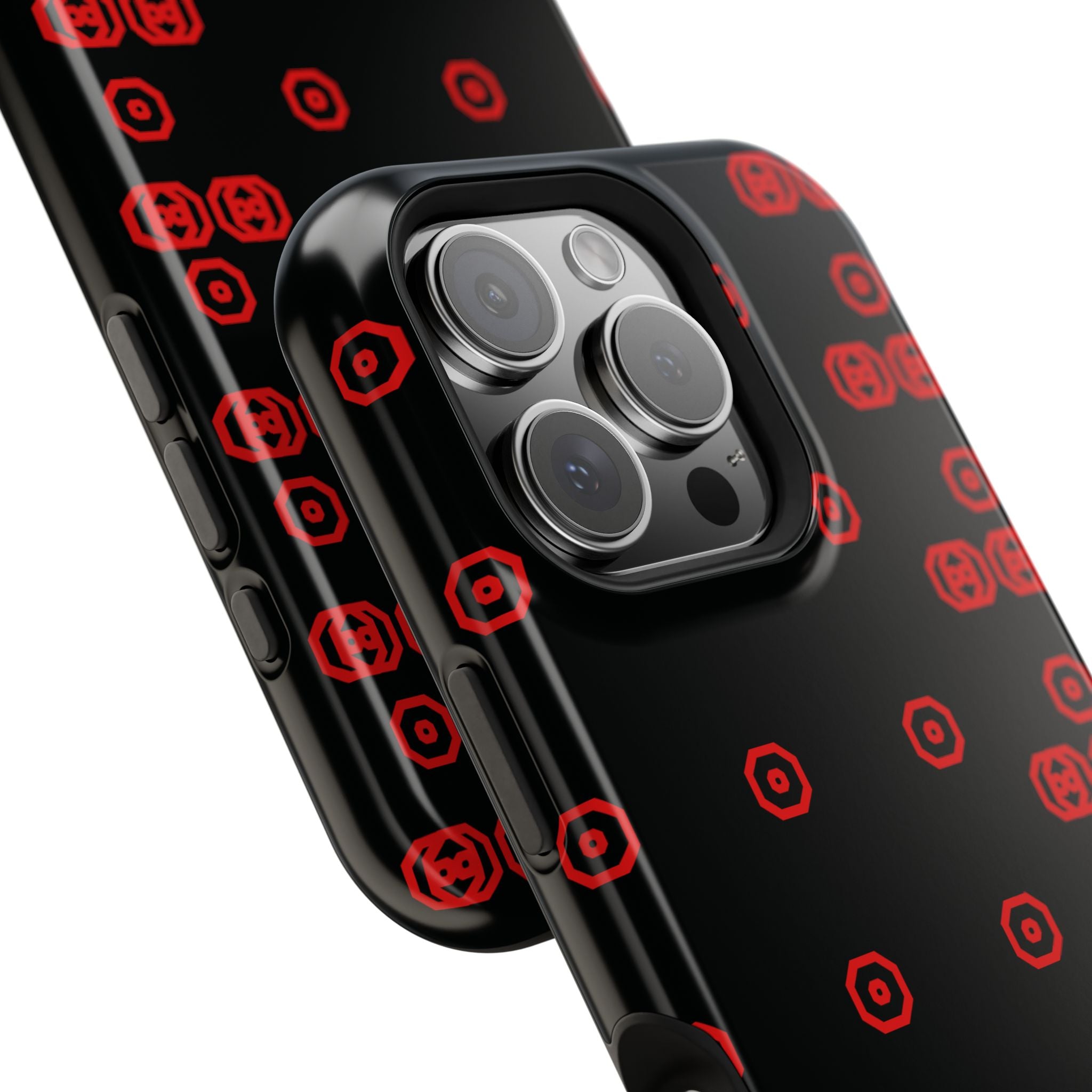 Phone Case — Black & Red Retro Pixel Pattern Magnetic Impact-Resistant Case