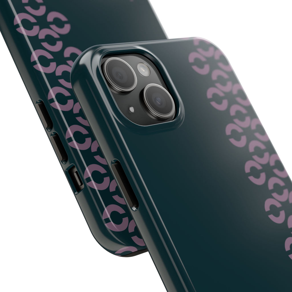 Tough Phone Case — Sleek Dark Teal with Geometric Stripe & “BLESTA” Accent