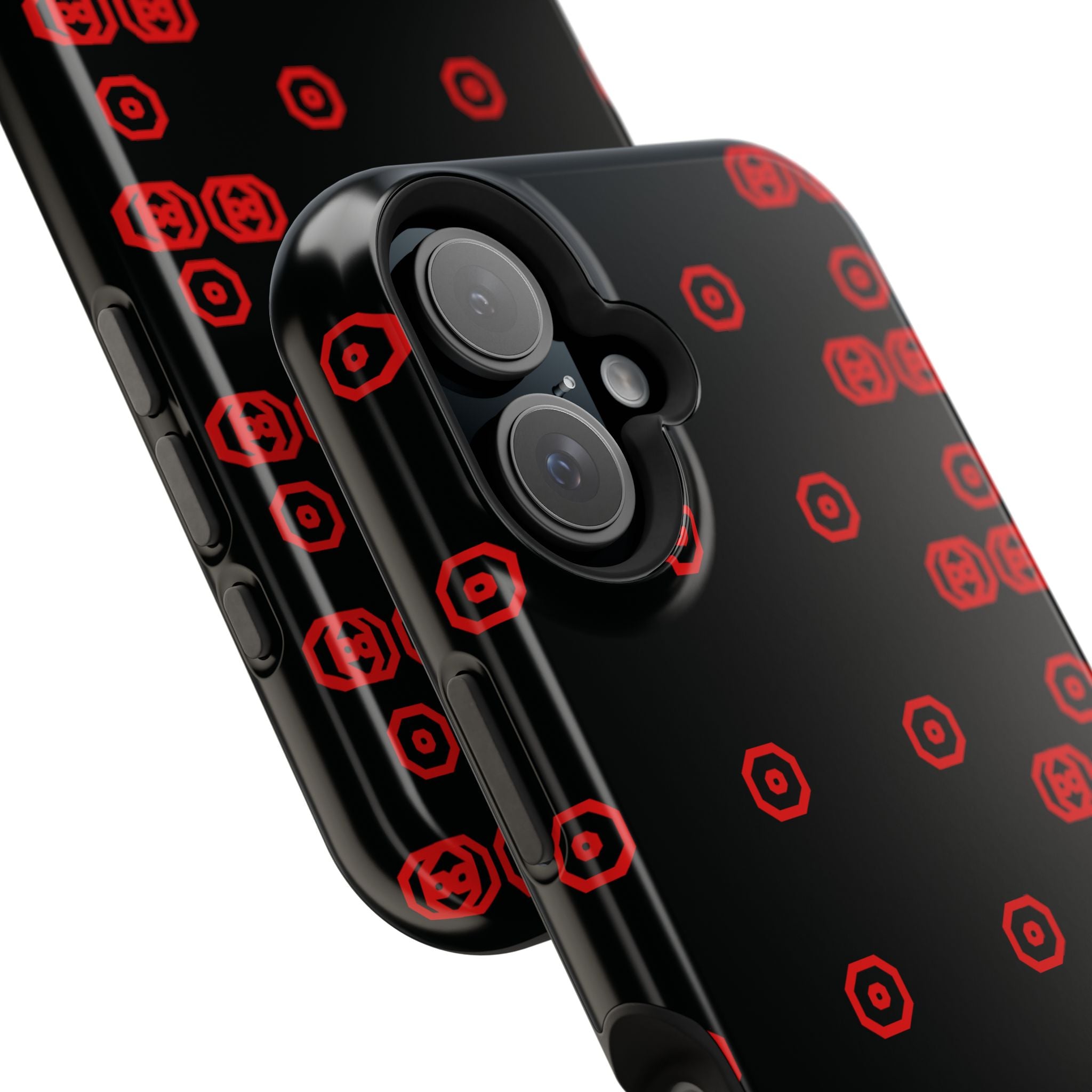 Phone Case — Black & Red Retro Pixel Pattern Magnetic Impact-Resistant Case