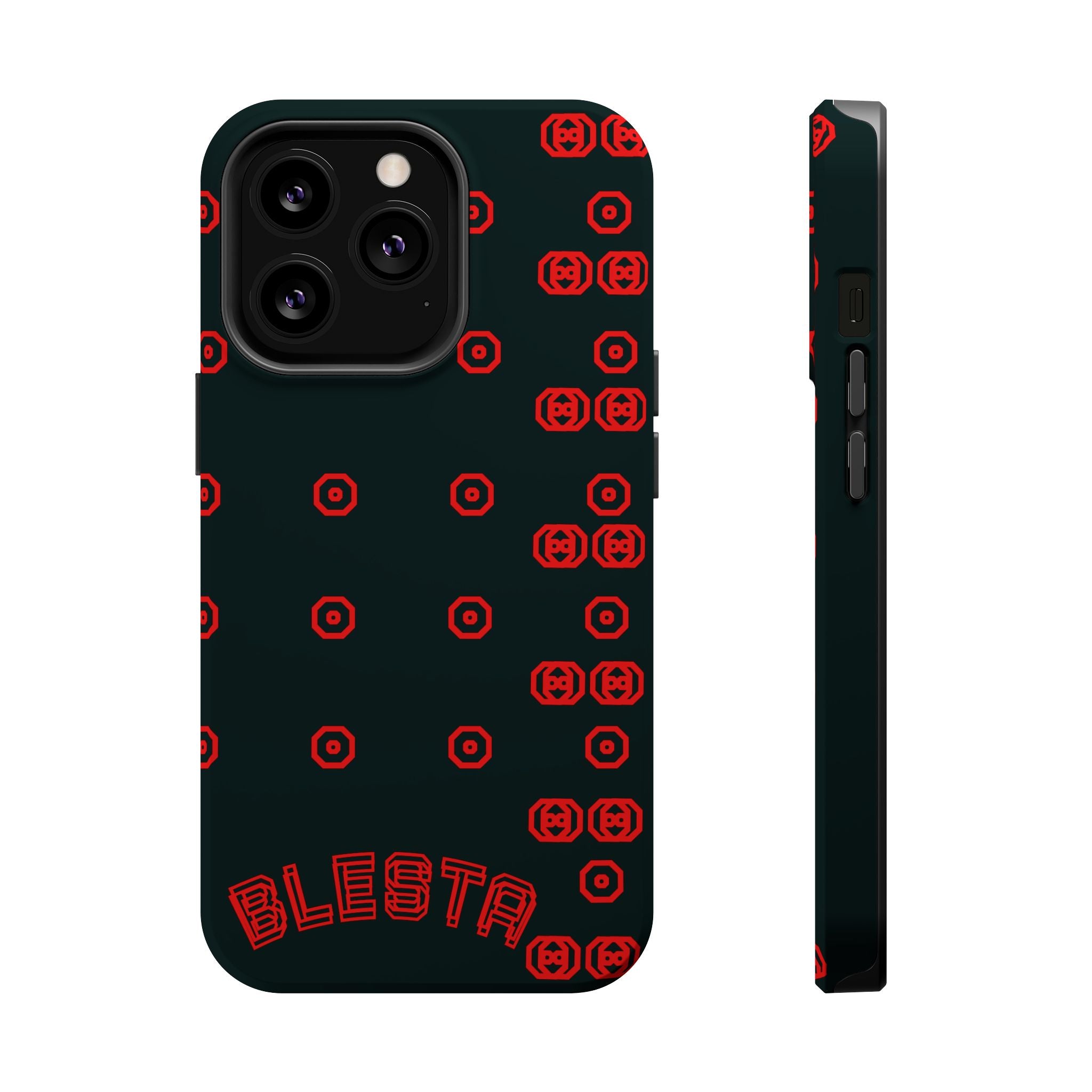 Phone Case — Black & Red Retro Pixel Pattern Magnetic Impact-Resistant Case