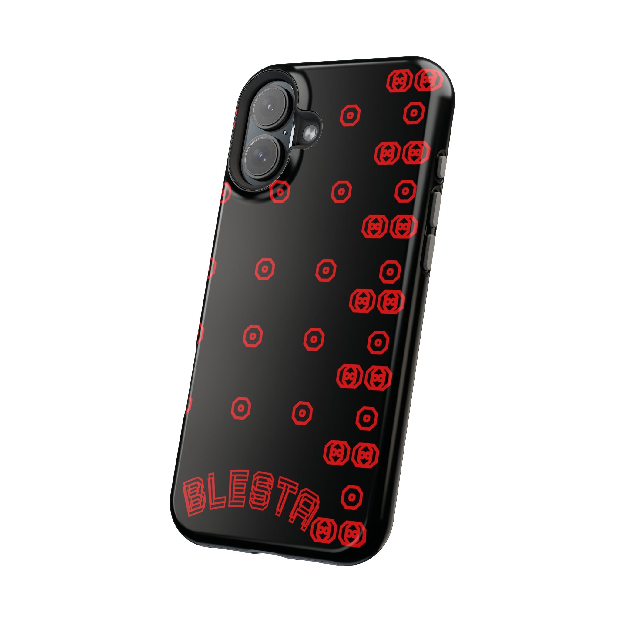 Phone Case — Black & Red Retro Pixel Pattern Magnetic Impact-Resistant Case