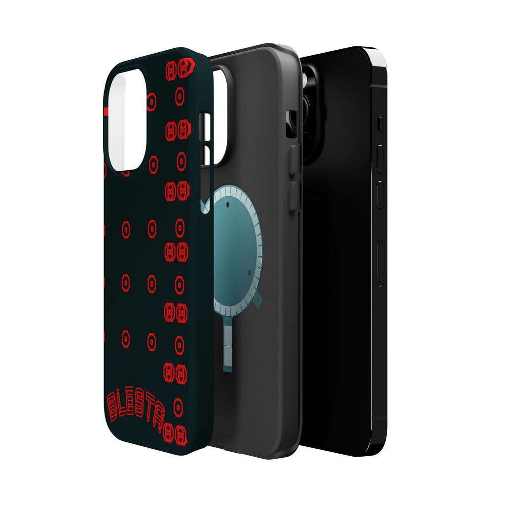 Phone Case — Black & Red Retro Pixel Pattern Magnetic Impact-Resistant Case