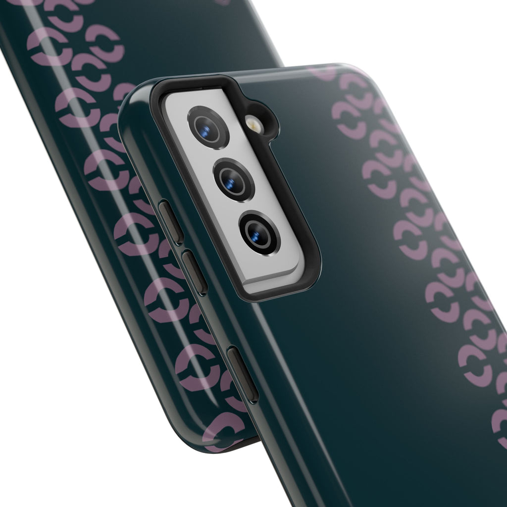 Tough Phone Case — Sleek Dark Teal with Geometric Stripe & “BLESTA” Accent