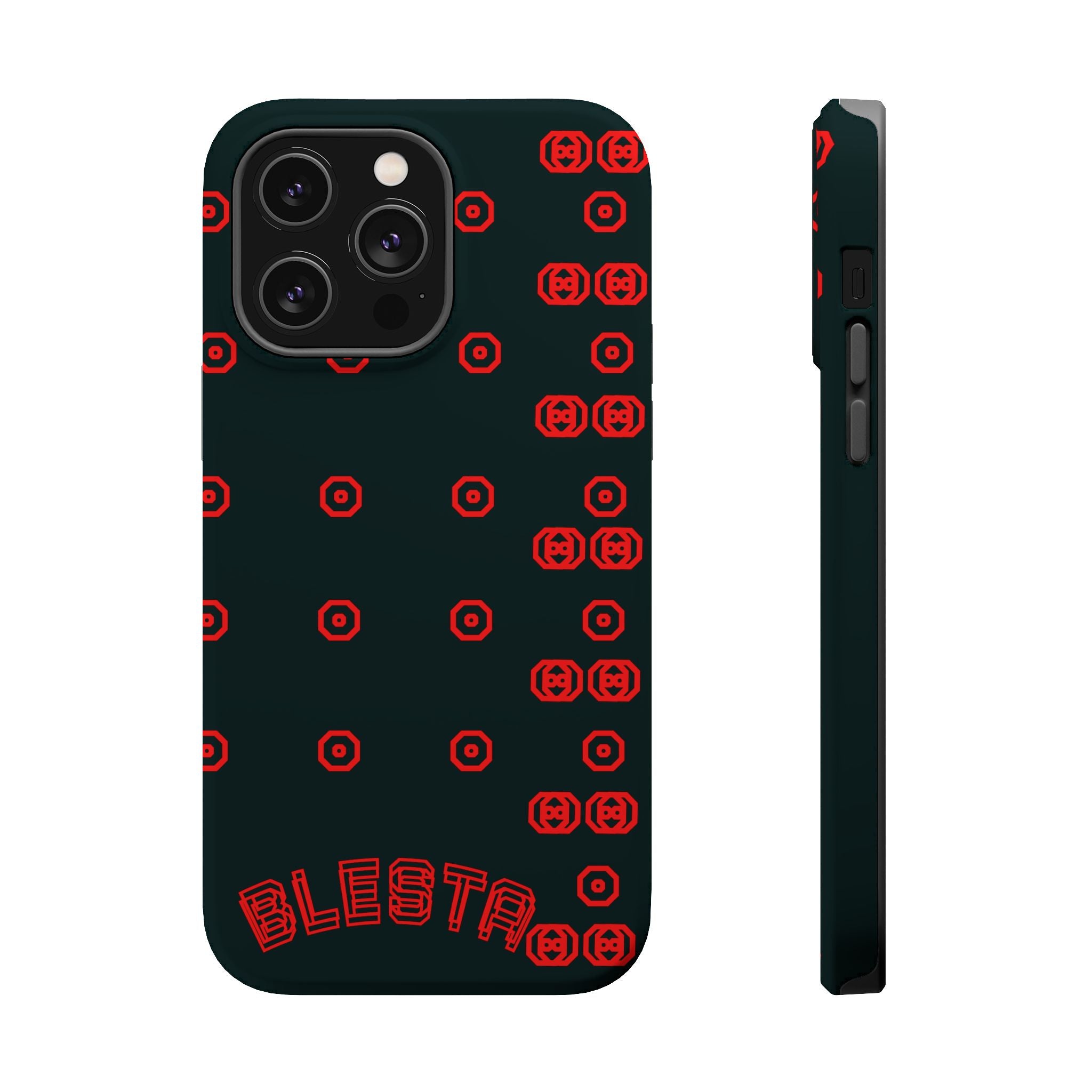 Phone Case — Black & Red Retro Pixel Pattern Magnetic Impact-Resistant Case