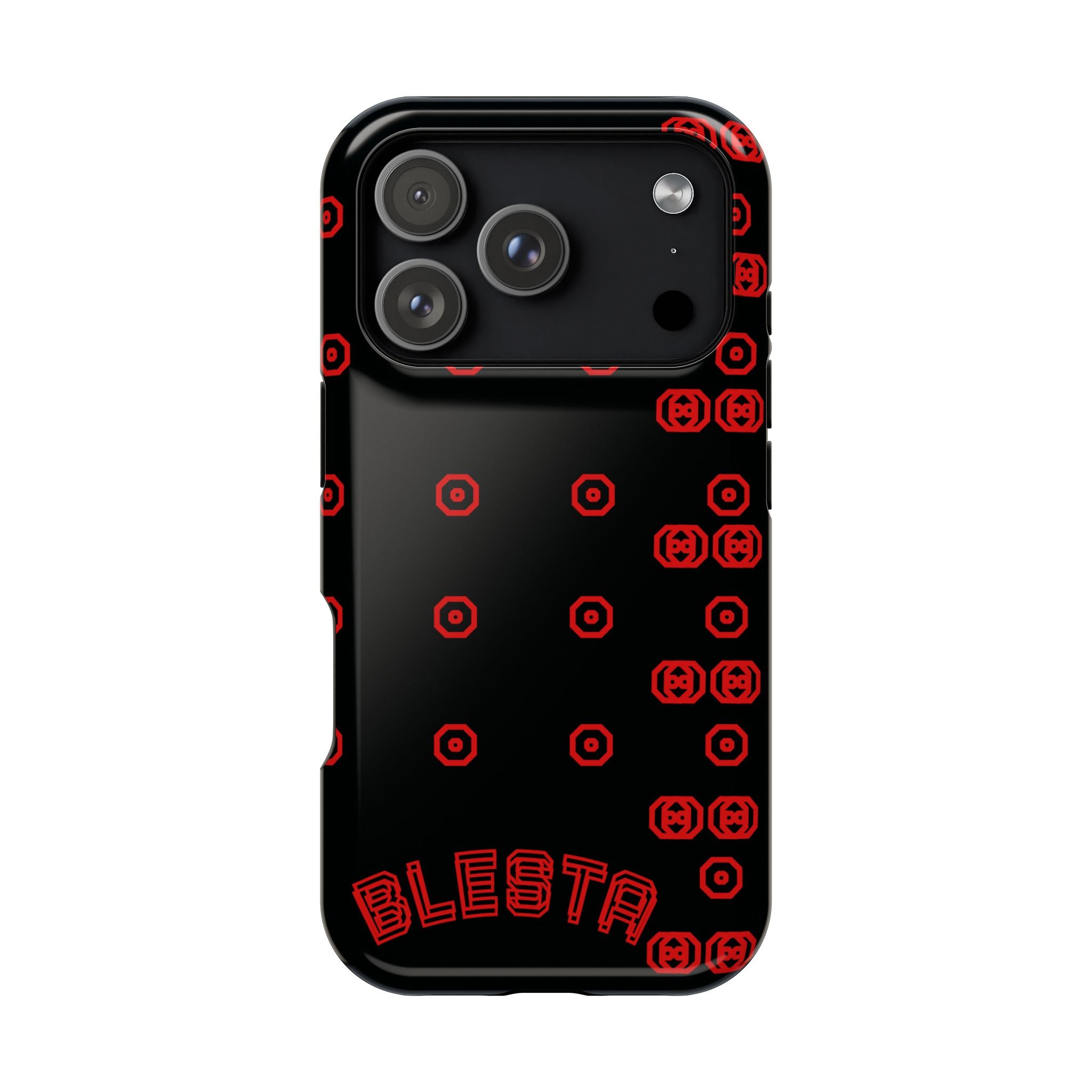 Phone Case — Black & Red Retro Pixel Pattern Magnetic Impact-Resistant Case