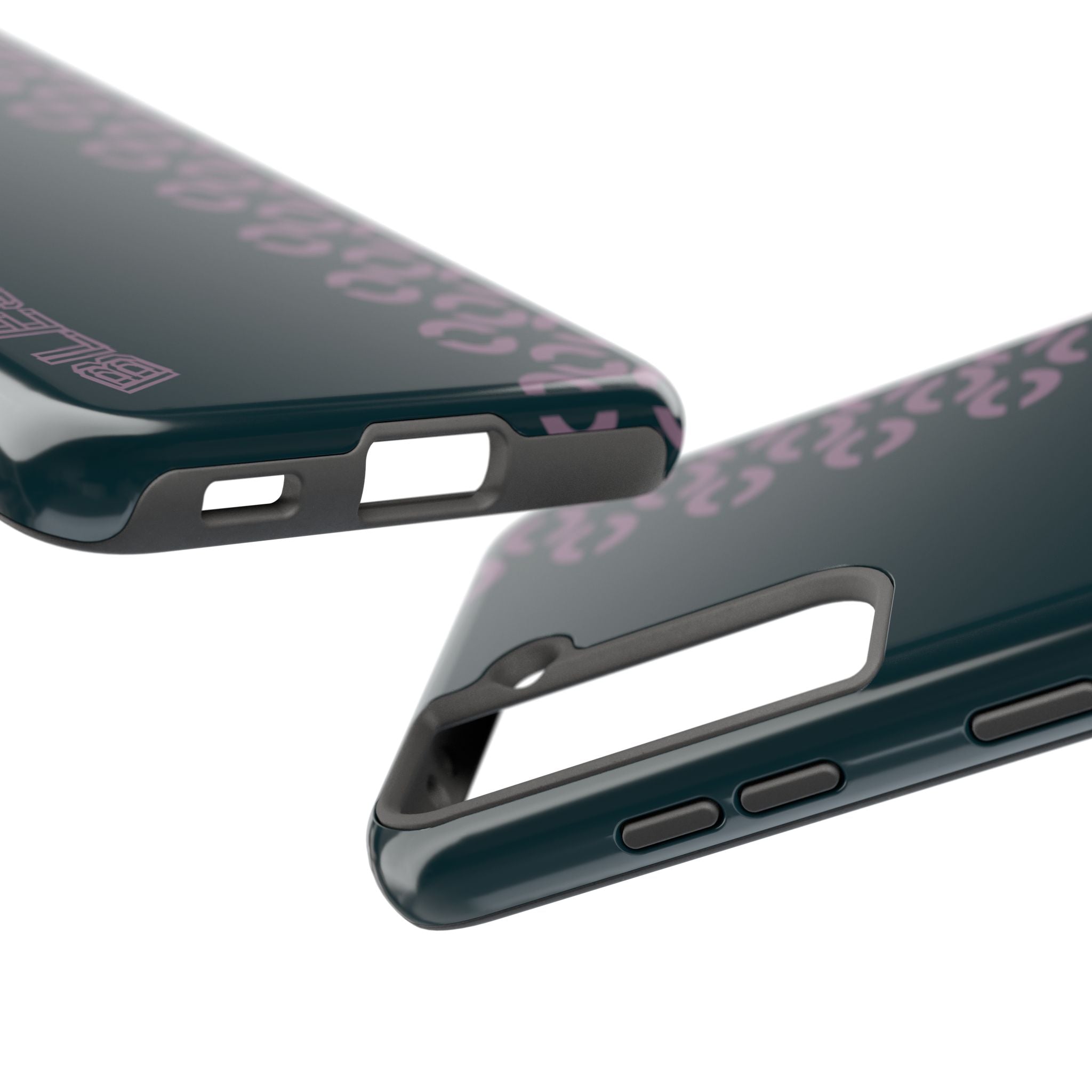Tough Phone Case — Sleek Dark Teal with Geometric Stripe & “BLESTA” Accent