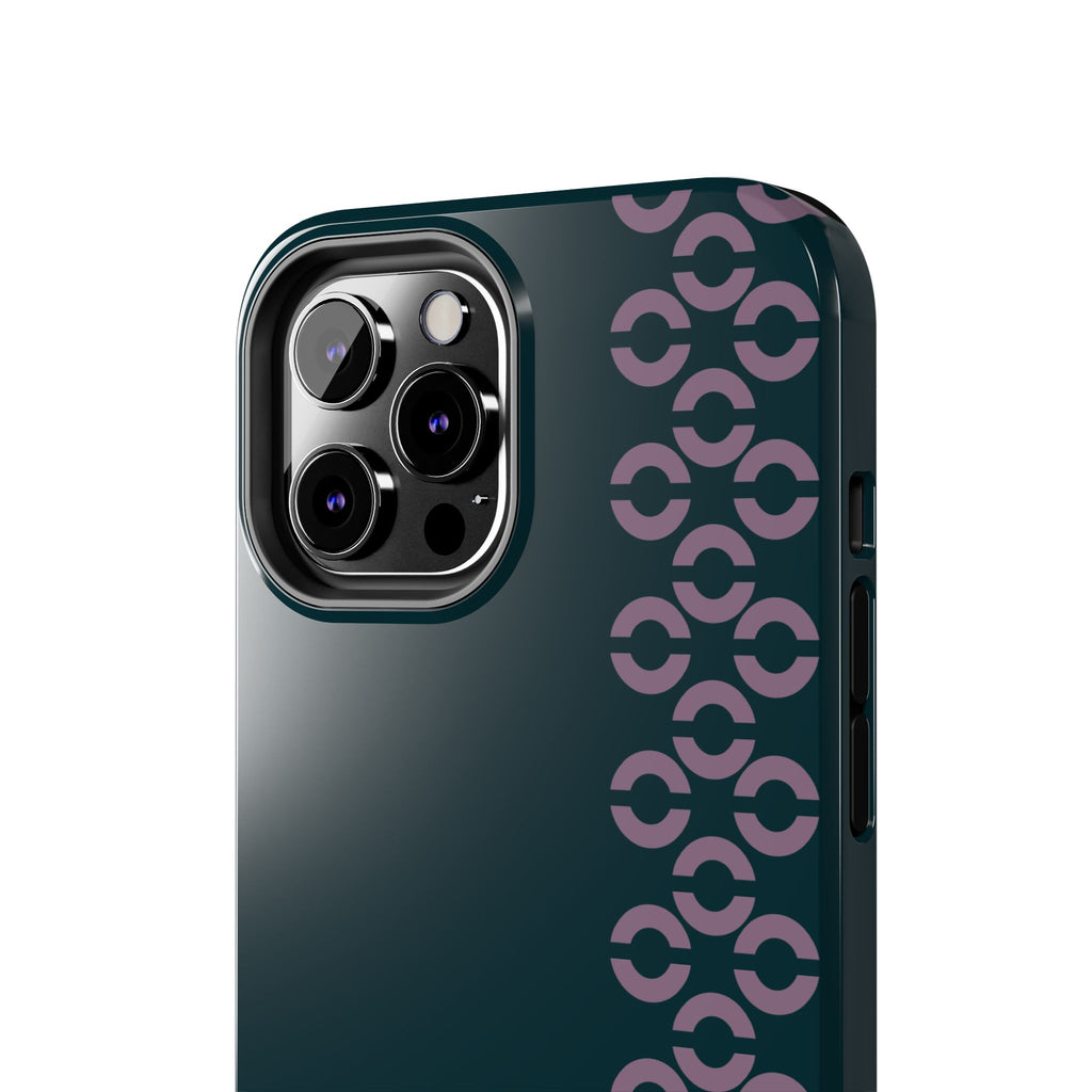 Tough Phone Case — Sleek Dark Teal with Geometric Stripe & “BLESTA” Accent