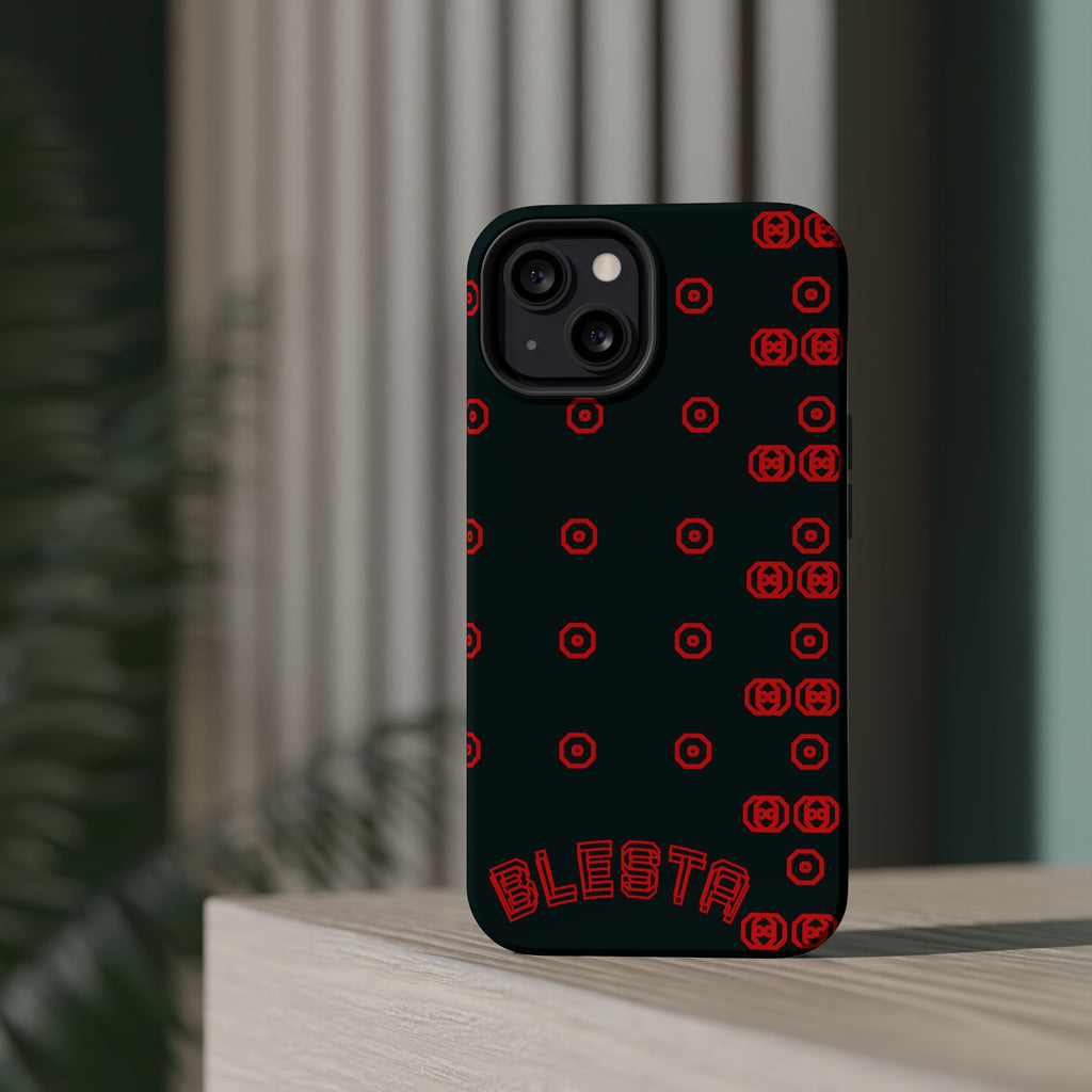 Phone Case — Black & Red Retro Pixel Pattern Magnetic Impact-Resistant Case