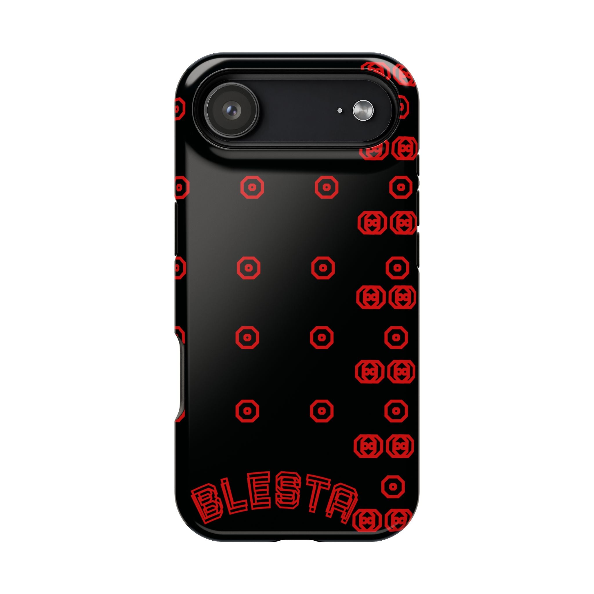 Phone Case — Black & Red Retro Pixel Pattern Magnetic Impact-Resistant Case