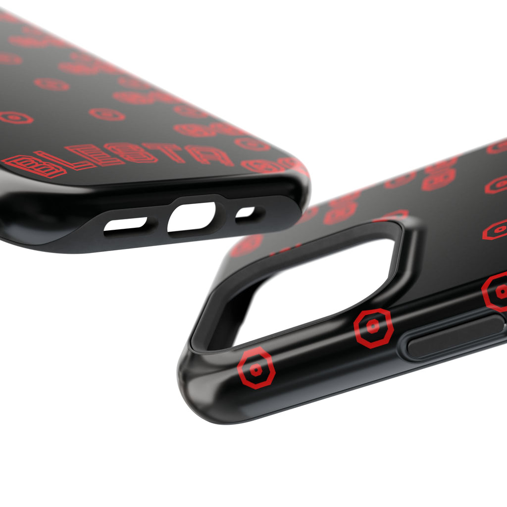 Phone Case — Black & Red Retro Pixel Pattern Magnetic Impact-Resistant Case