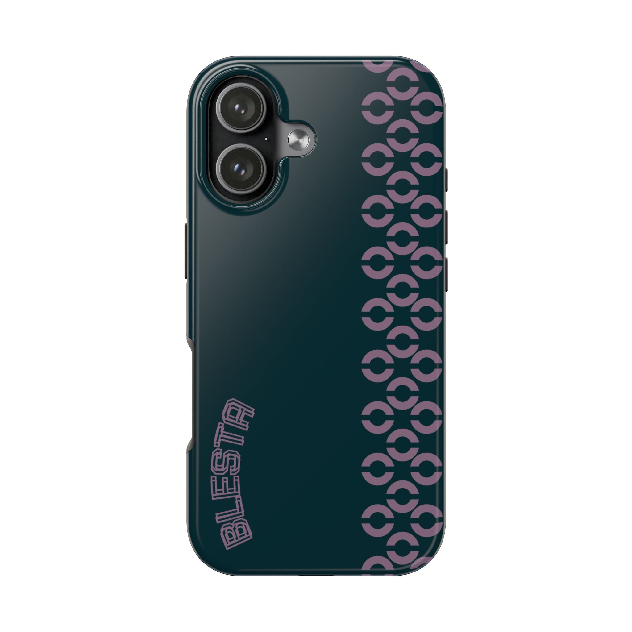 Tough Phone Case — Sleek Dark Teal with Geometric Stripe & “BLESTA” Accent