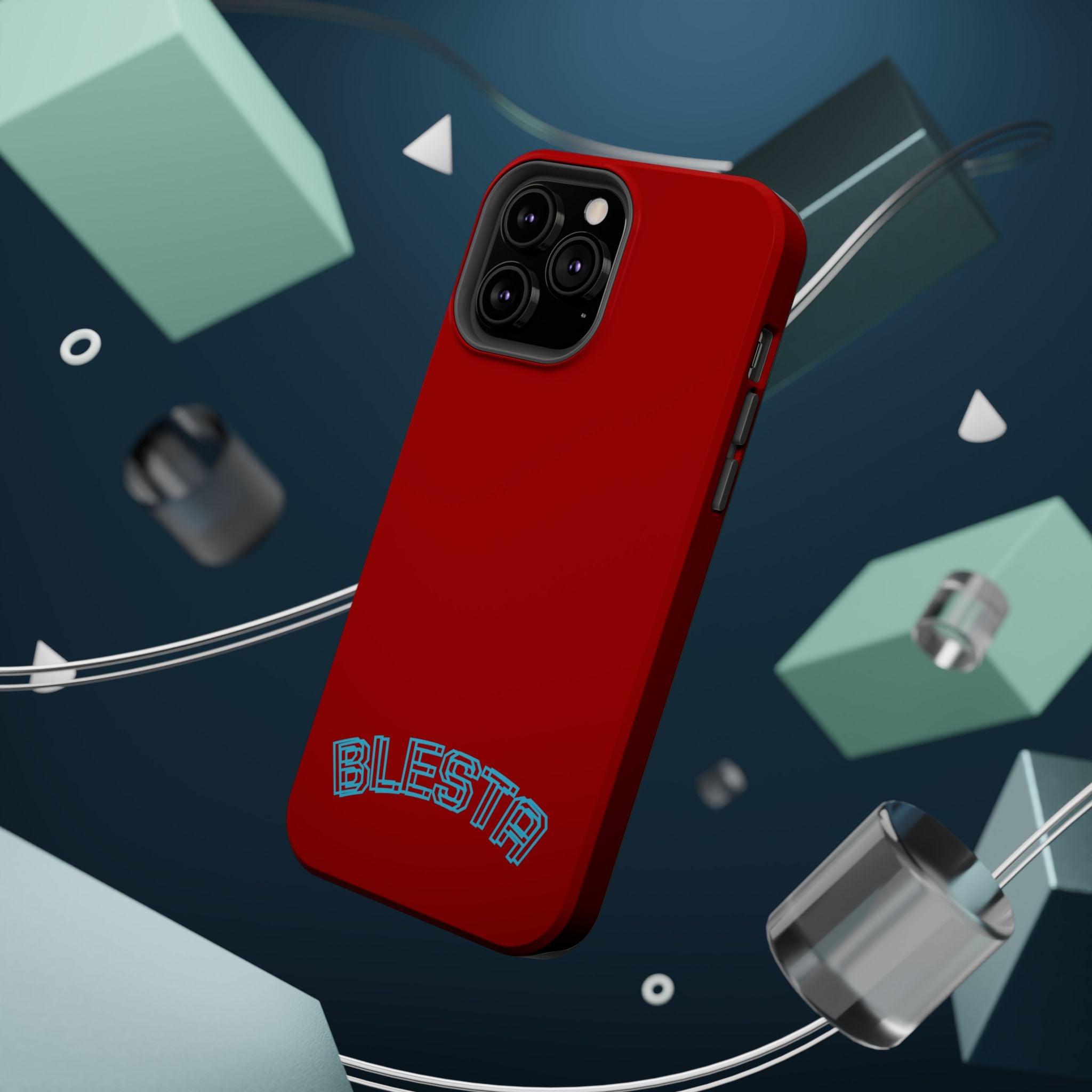 Magnetic Impact-Resistant Phone Case — Red Retro 'BLESTA' Design
