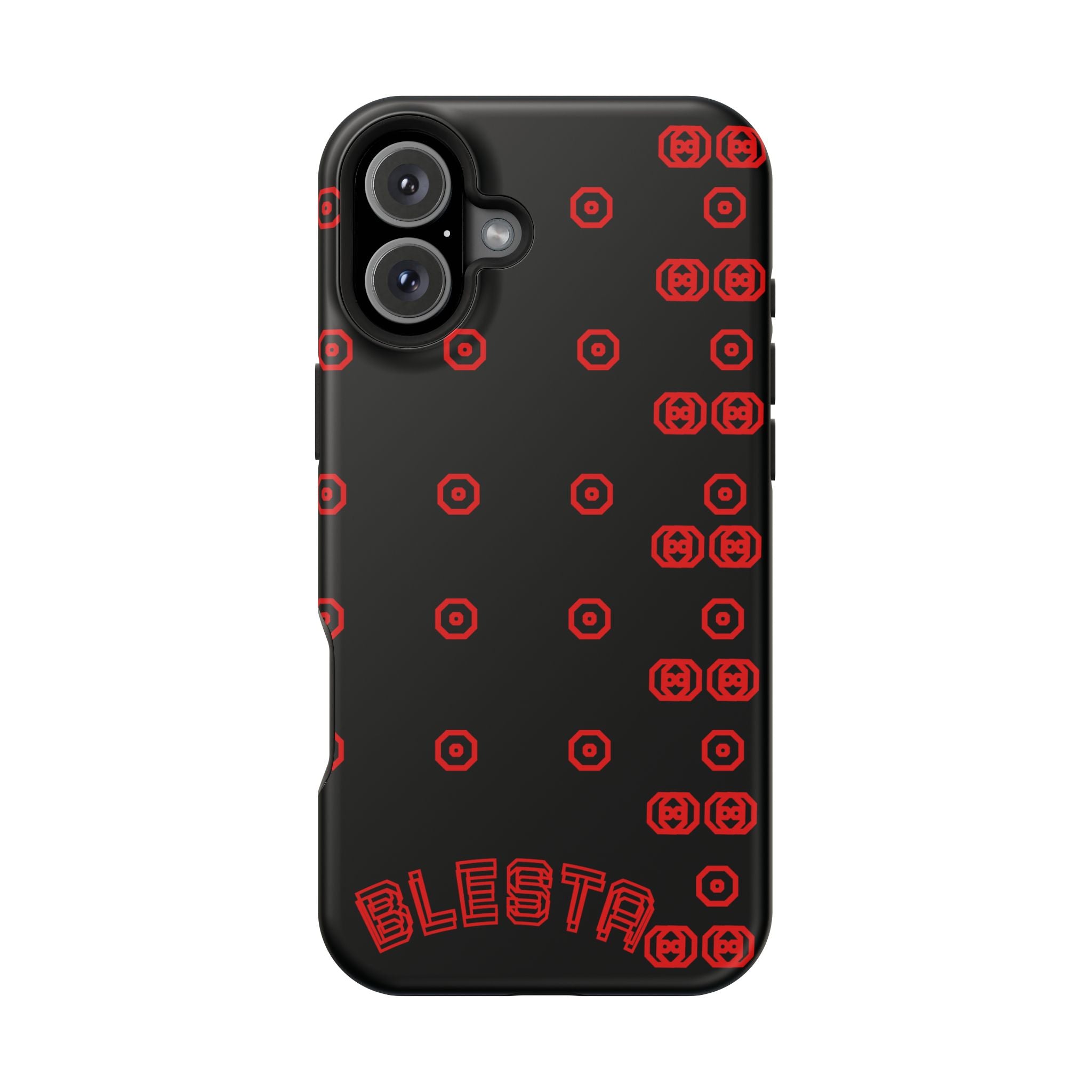 Phone Case — Black & Red Retro Pixel Pattern Magnetic Impact-Resistant Case