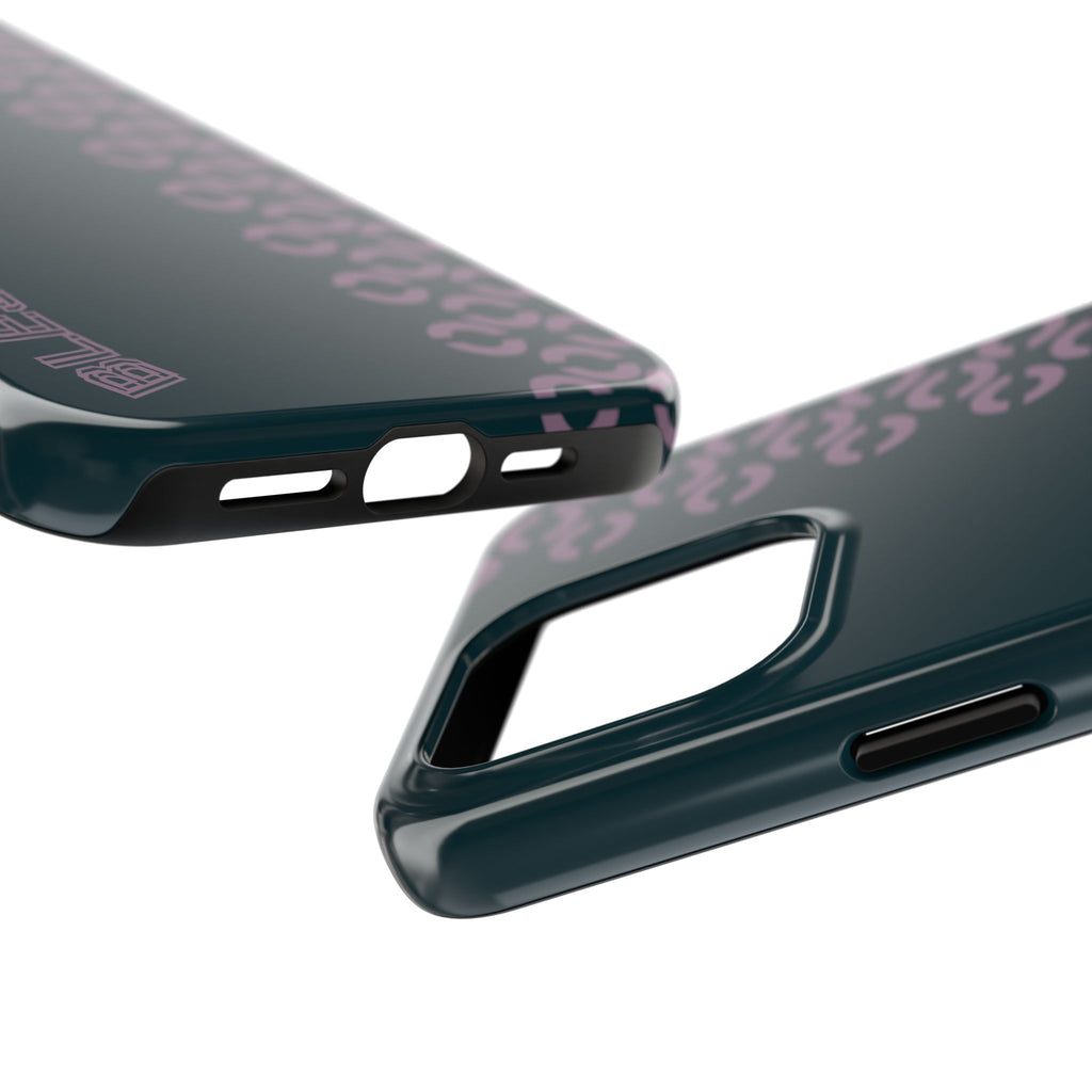 Tough Phone Case — Sleek Dark Teal with Geometric Stripe & “BLESTA” Accent