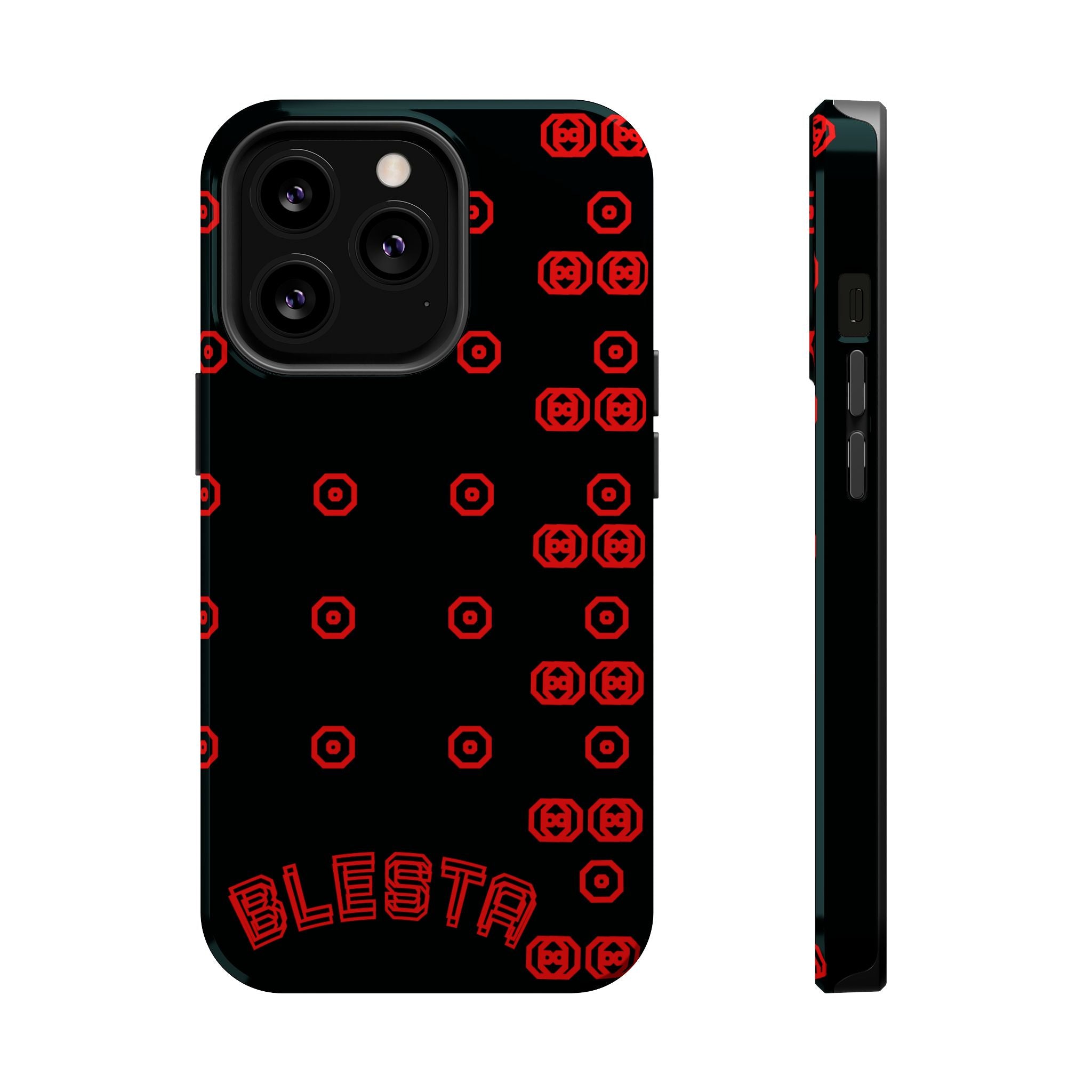 Phone Case — Black & Red Retro Pixel Pattern Magnetic Impact-Resistant Case
