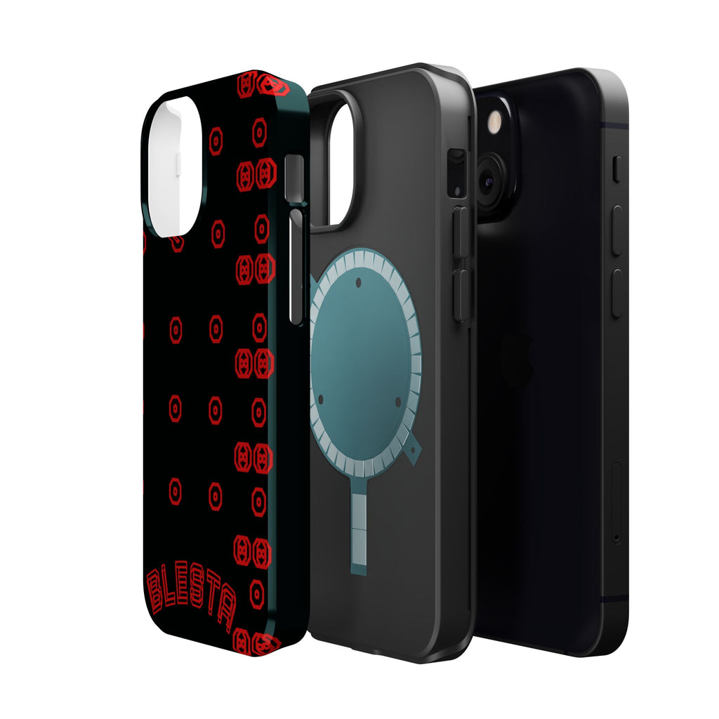 Phone Case — Black & Red Retro Pixel Pattern Magnetic Impact-Resistant Case