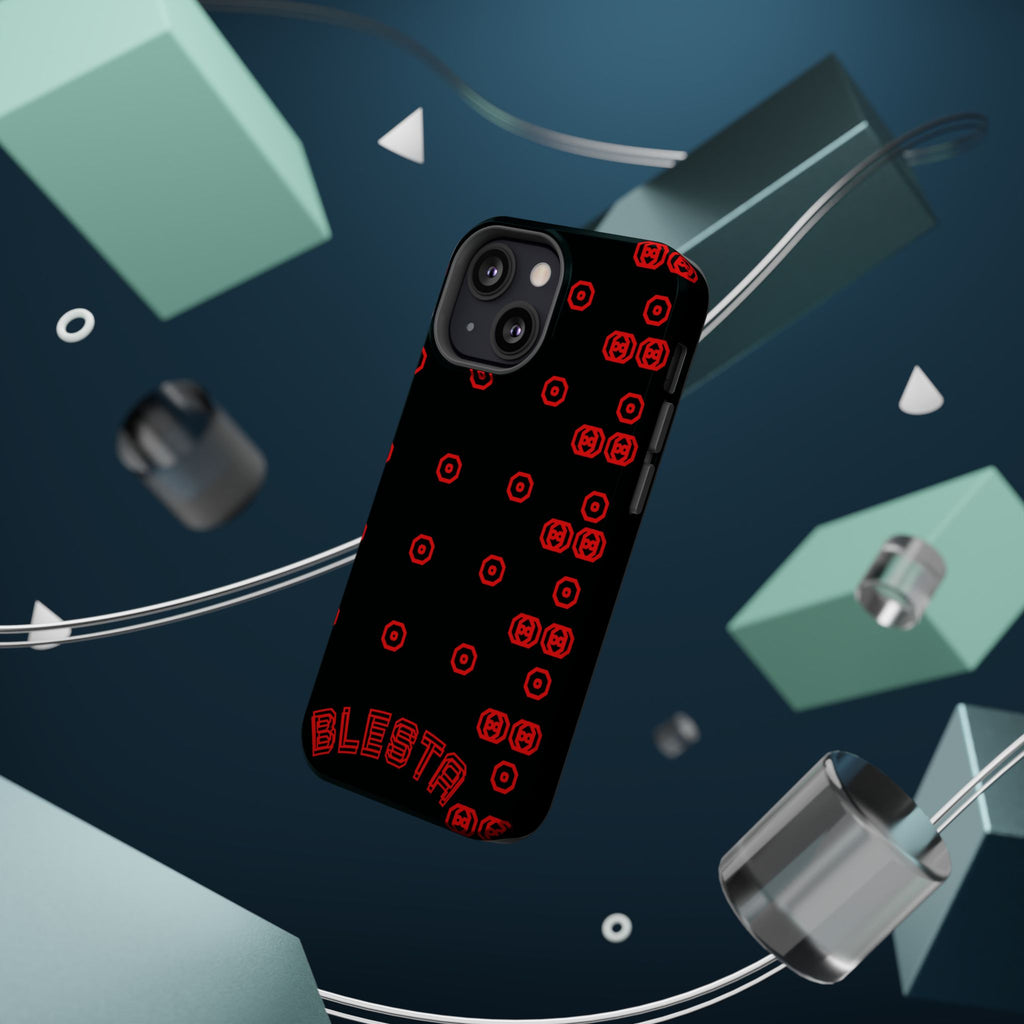 Phone Case — Black & Red Retro Pixel Pattern Magnetic Impact-Resistant Case