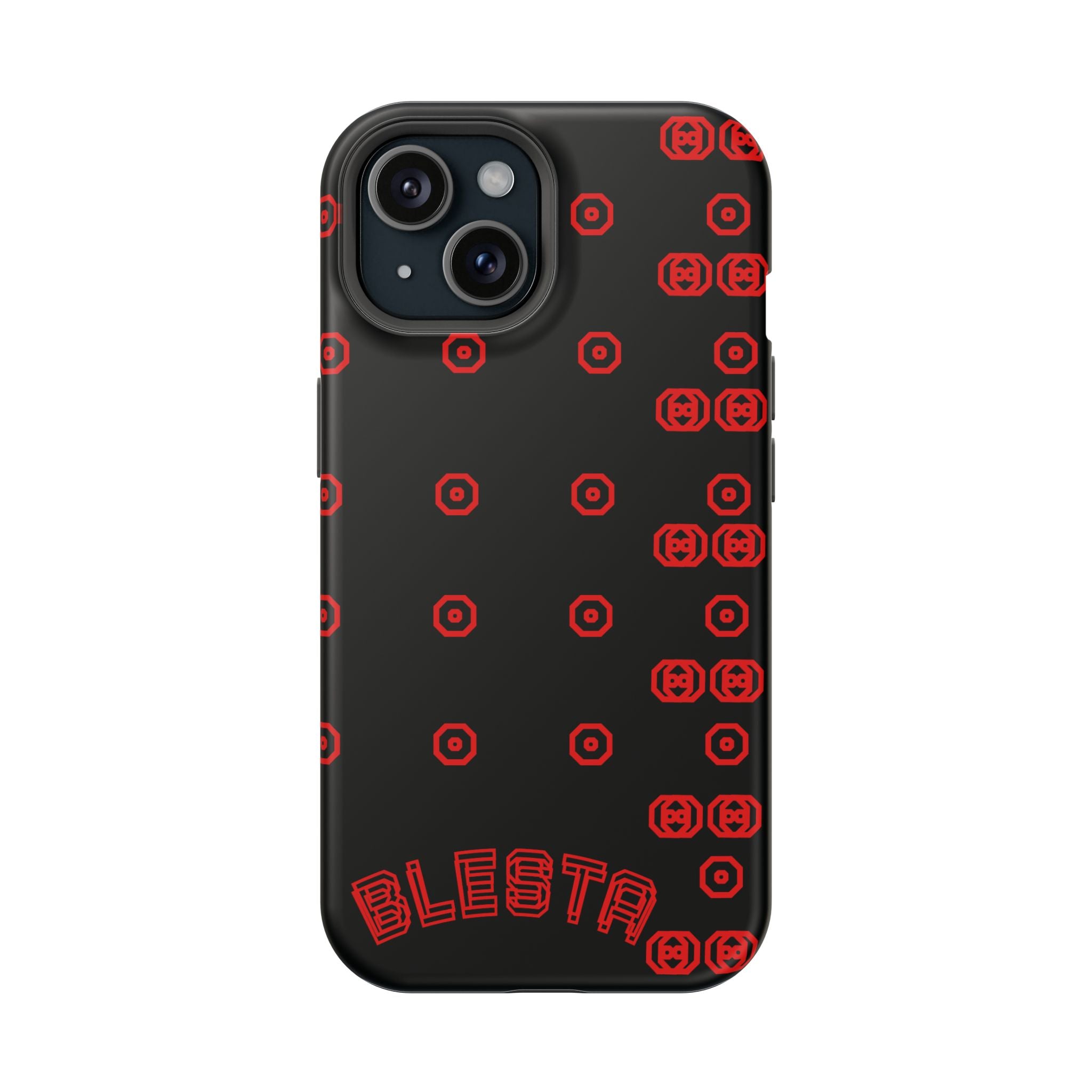 Phone Case — Black & Red Retro Pixel Pattern Magnetic Impact-Resistant Case