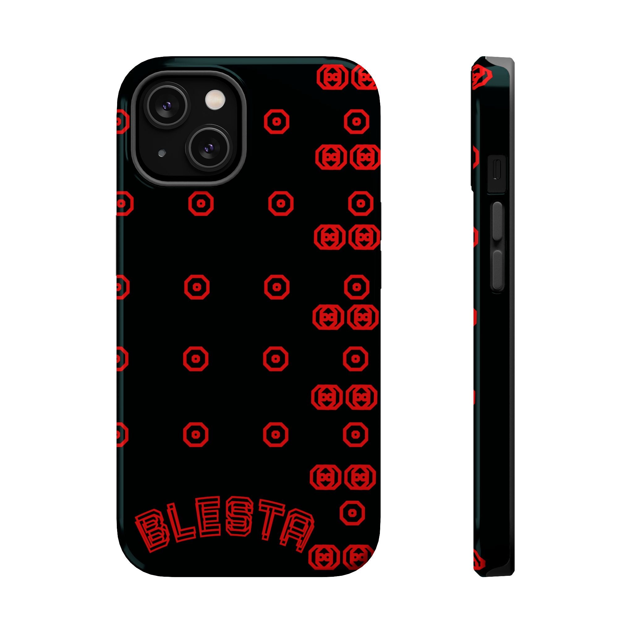 Phone Case — Black & Red Retro Pixel Pattern Magnetic Impact-Resistant Case