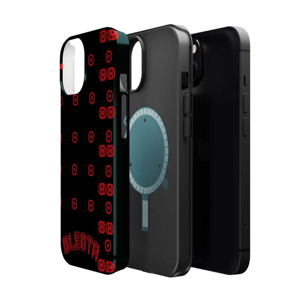 Phone Case — Black & Red Retro Pixel Pattern Magnetic Impact-Resistant Case