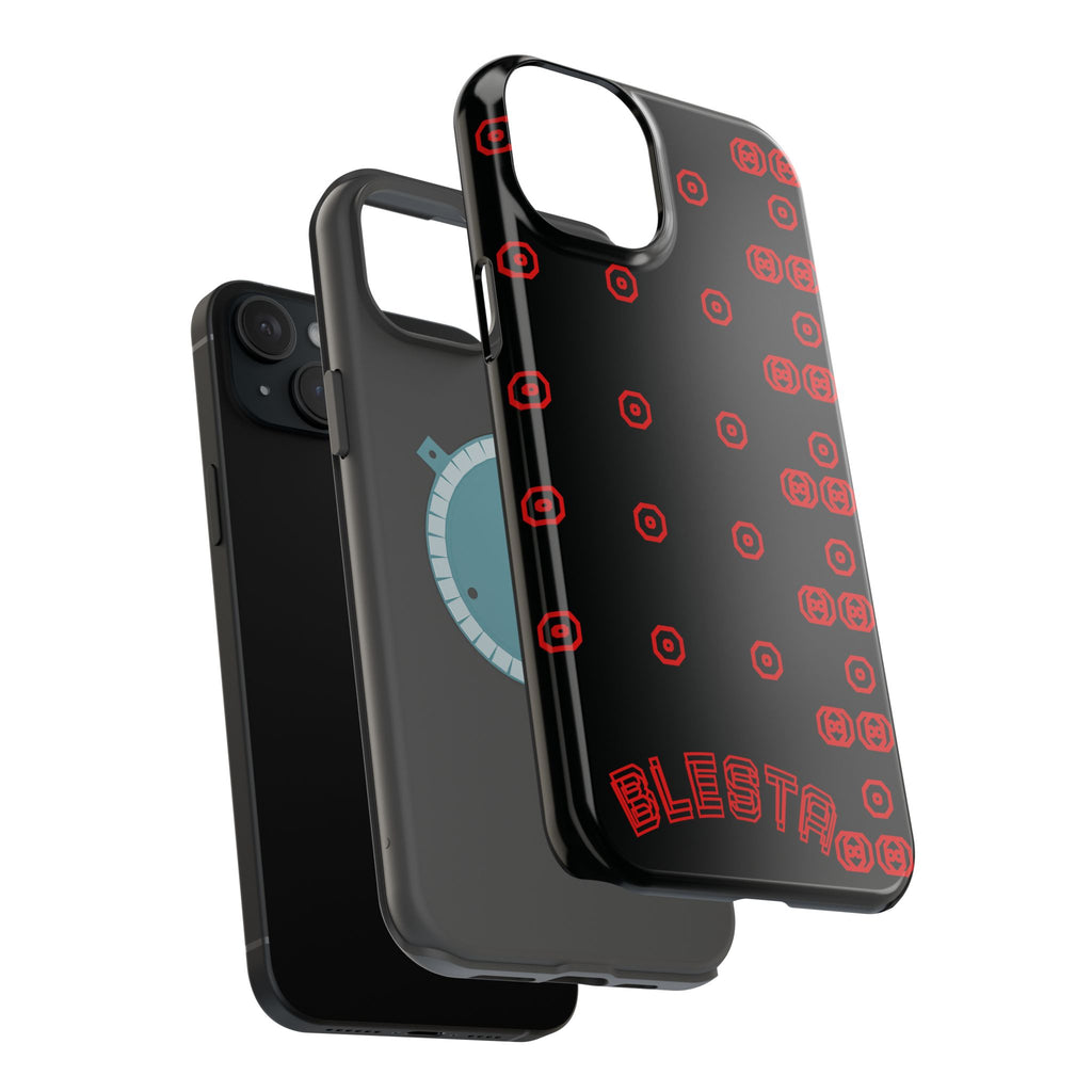 Phone Case — Black & Red Retro Pixel Pattern Magnetic Impact-Resistant Case