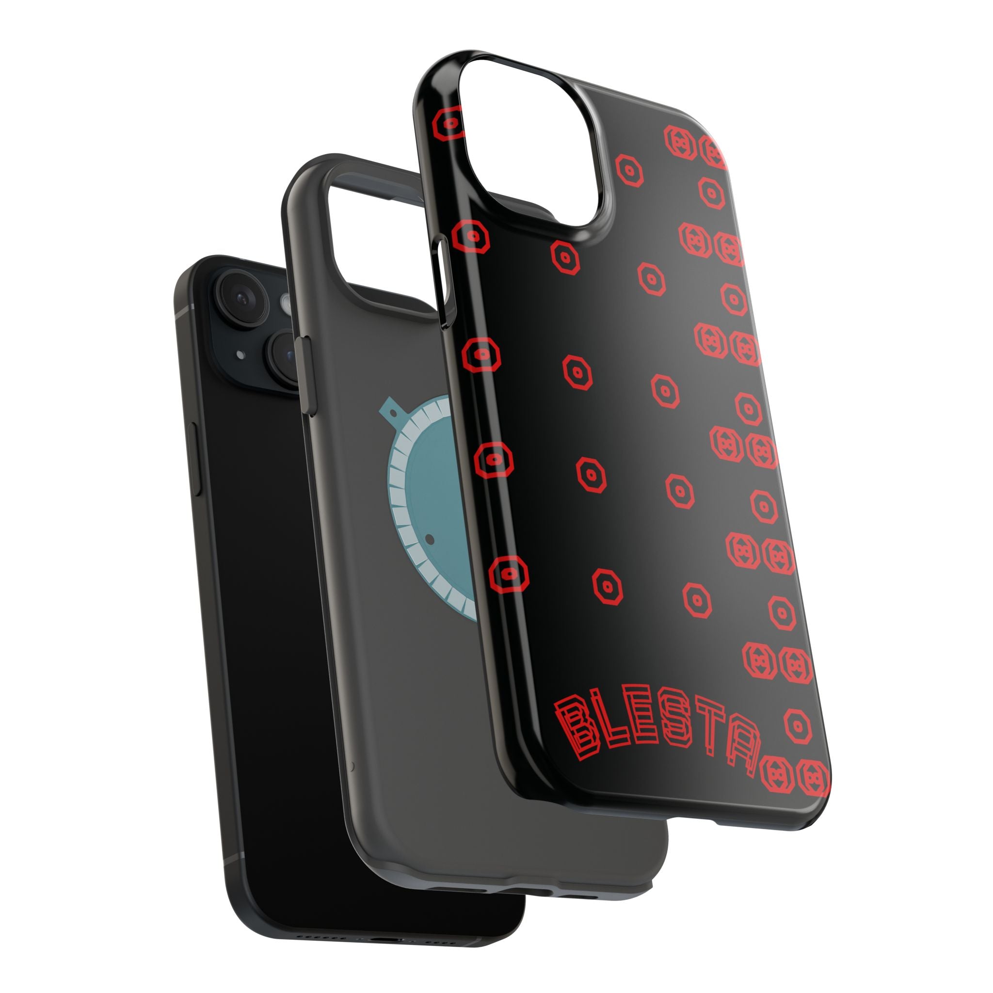 Phone Case — Black & Red Retro Pixel Pattern Magnetic Impact-Resistant Case