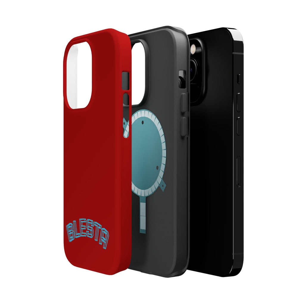Magnetic Impact-Resistant Phone Case — Red Retro 'BLESTA' Design