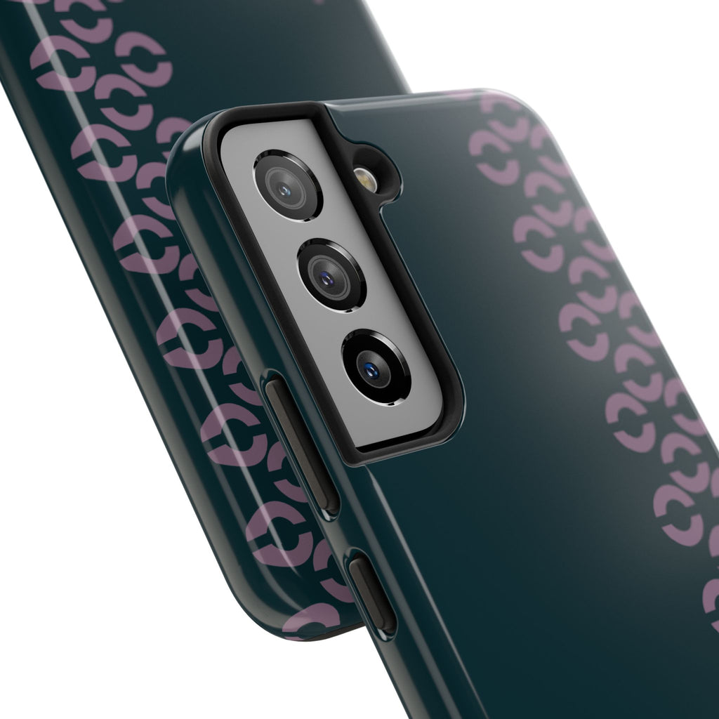 Tough Phone Case — Sleek Dark Teal with Geometric Stripe & “BLESTA” Accent