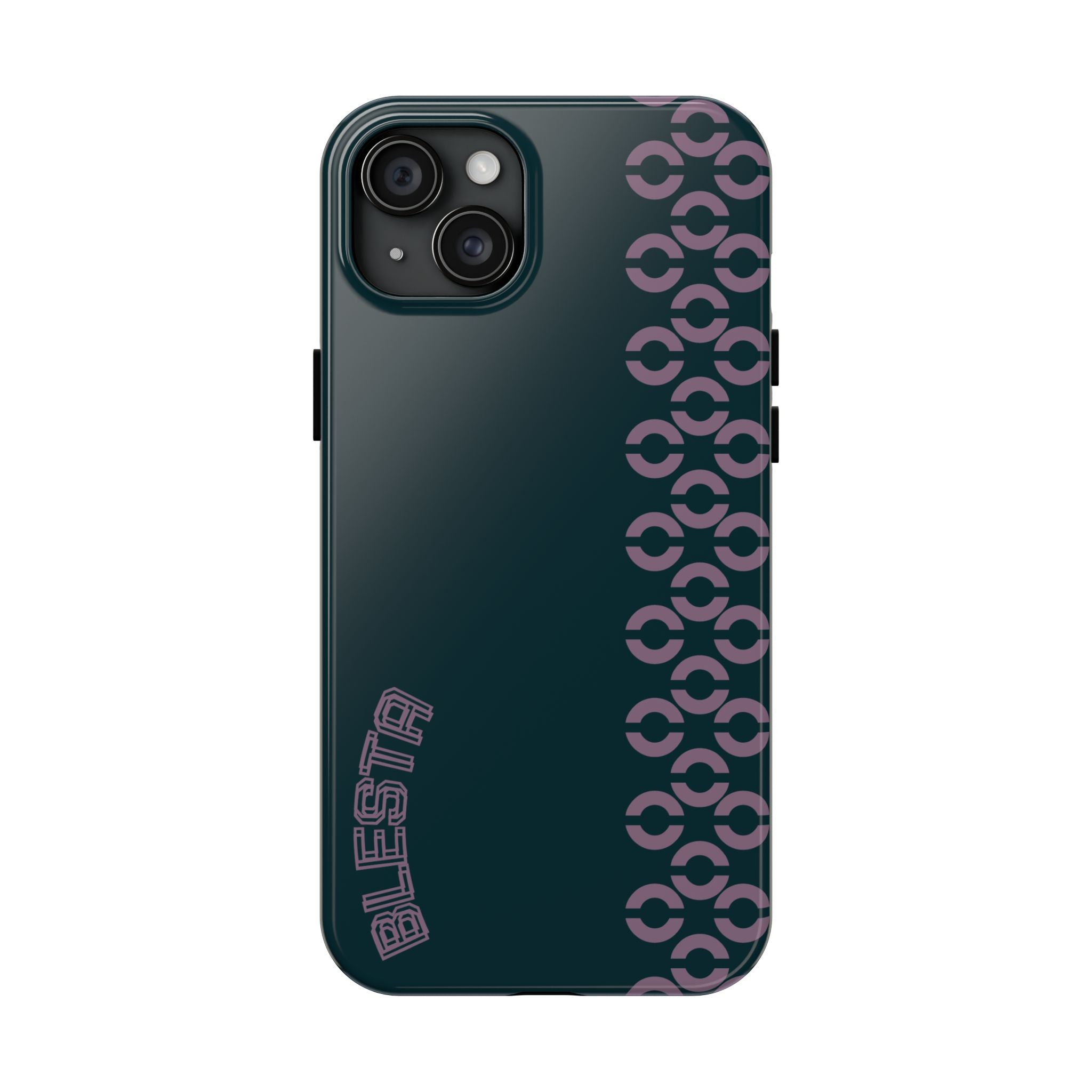 Tough Phone Case — Sleek Dark Teal with Geometric Stripe & “BLESTA” Accent