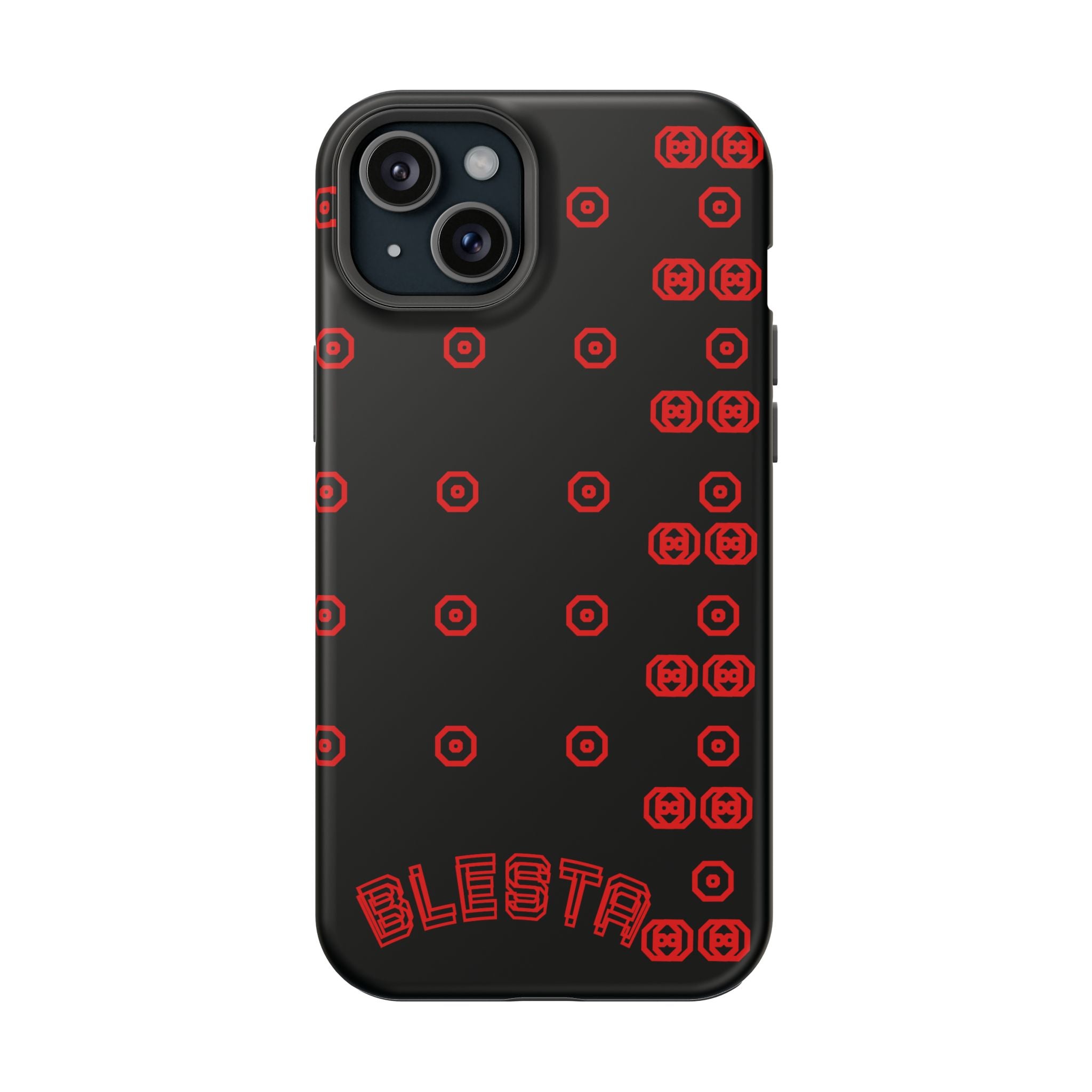 Phone Case — Black & Red Retro Pixel Pattern Magnetic Impact-Resistant Case