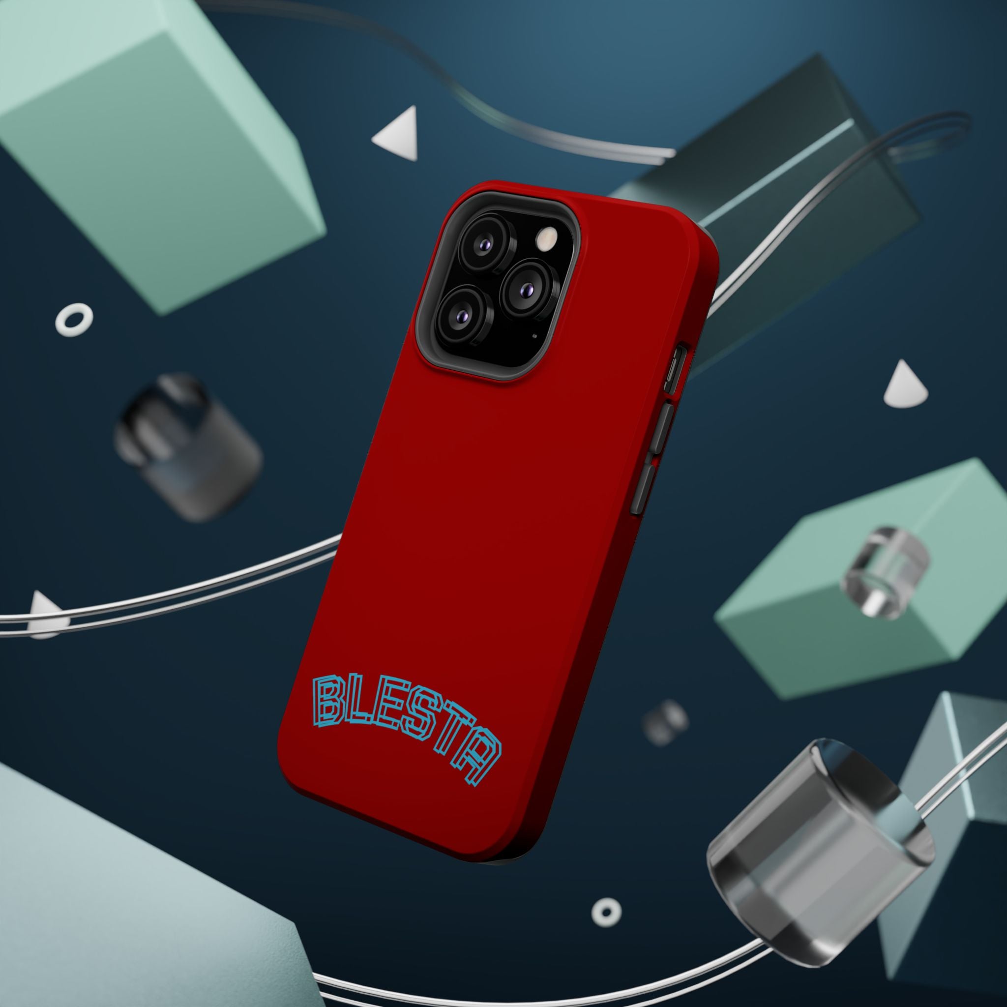 Magnetic Impact-Resistant Phone Case — Red Retro 'BLESTA' Design