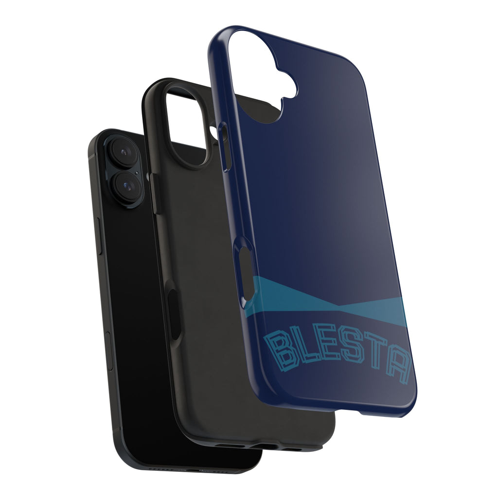 Tough Phone Case — Navy ‘BLESTA’ Bold Graphic Protective Cover