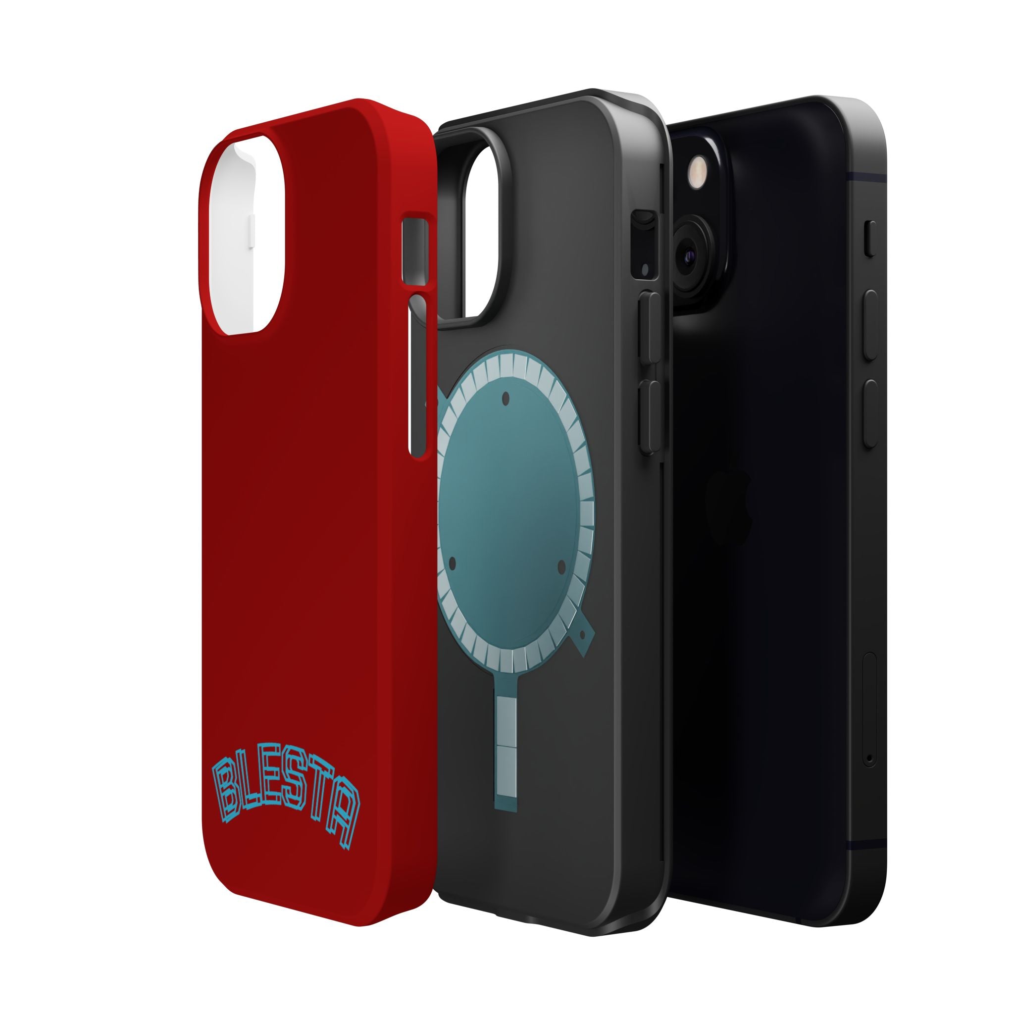Magnetic Impact-Resistant Phone Case — Red Retro 'BLESTA' Design