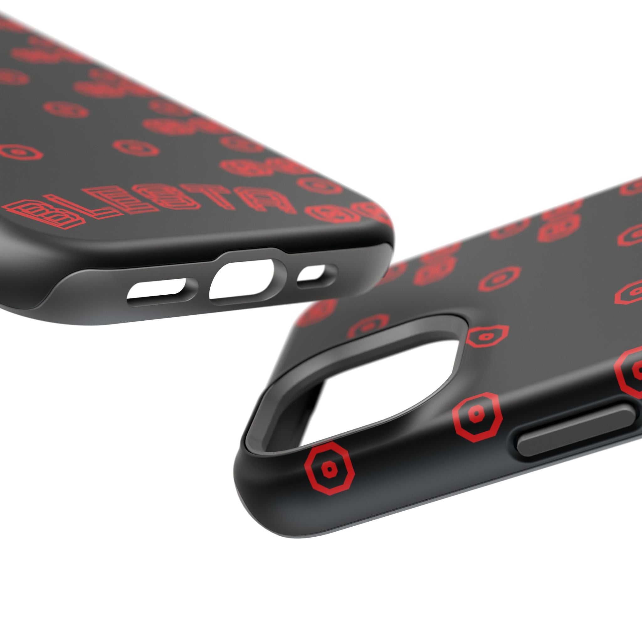 Phone Case — Black & Red Retro Pixel Pattern Magnetic Impact-Resistant Case