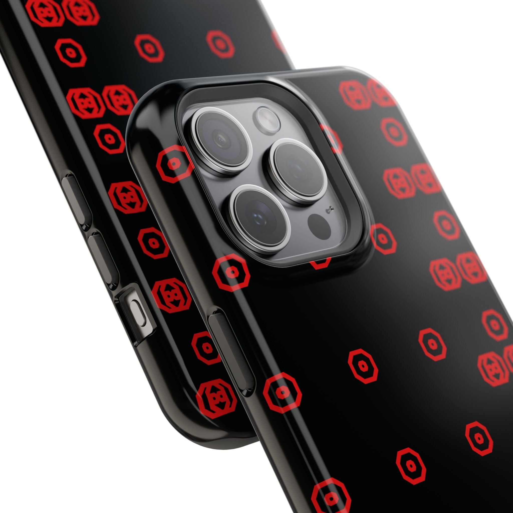 Phone Case — Black & Red Retro Pixel Pattern Magnetic Impact-Resistant Case