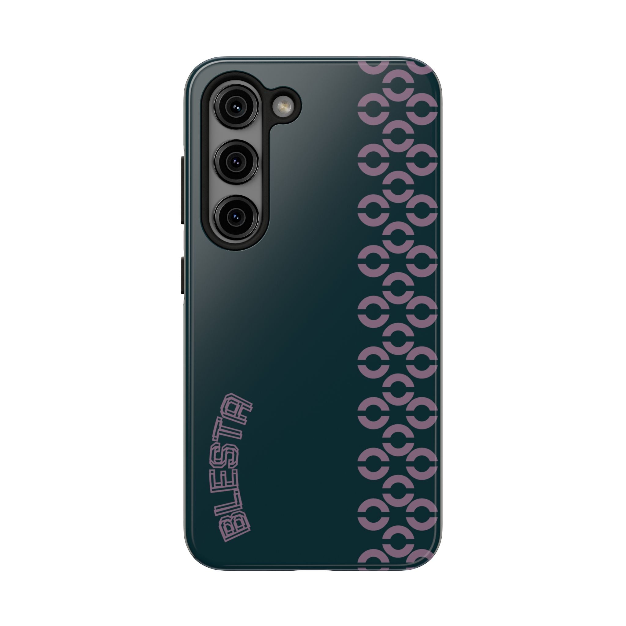 Tough Phone Case — Sleek Dark Teal with Geometric Stripe & “BLESTA” Accent