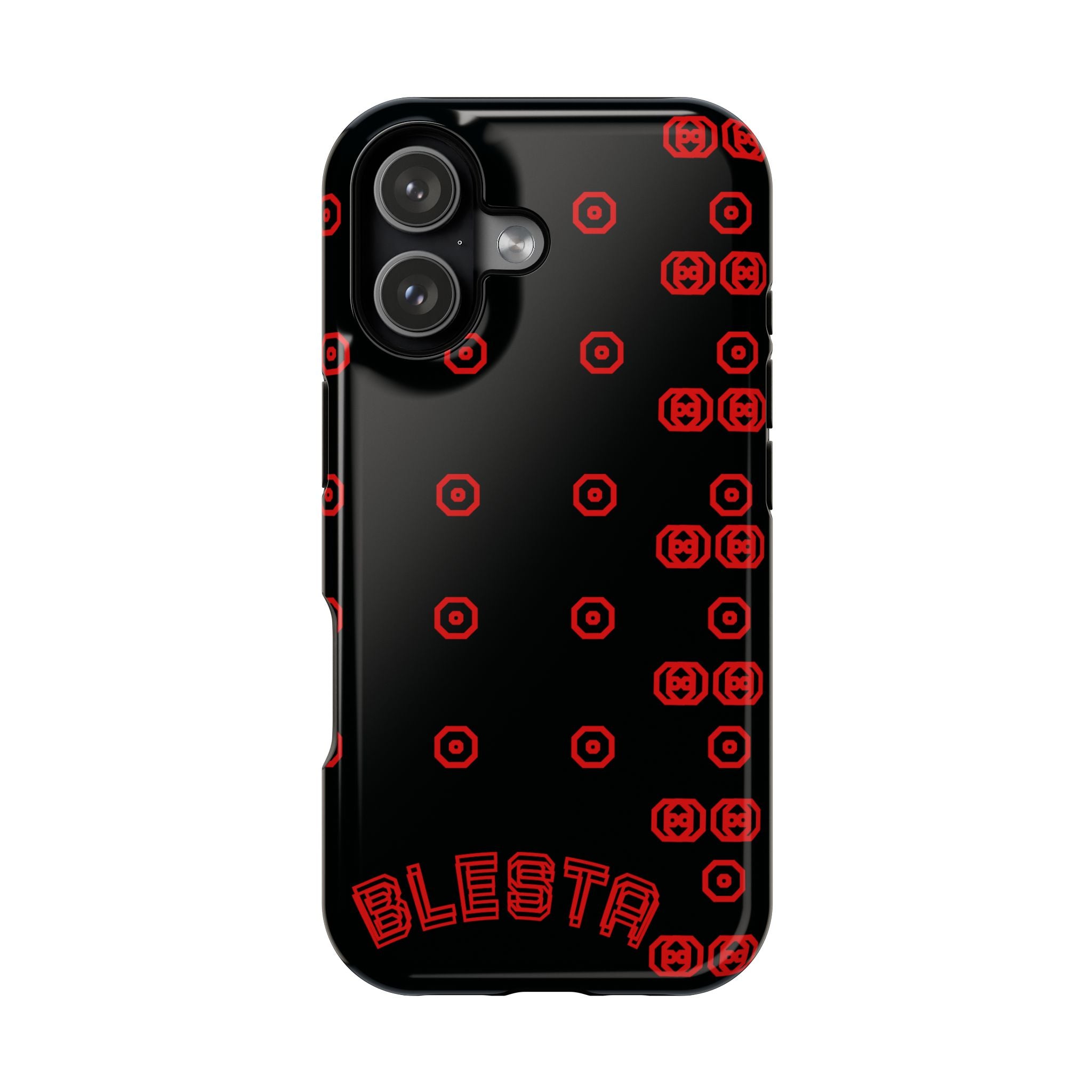 Phone Case — Black & Red Retro Pixel Pattern Magnetic Impact-Resistant Case