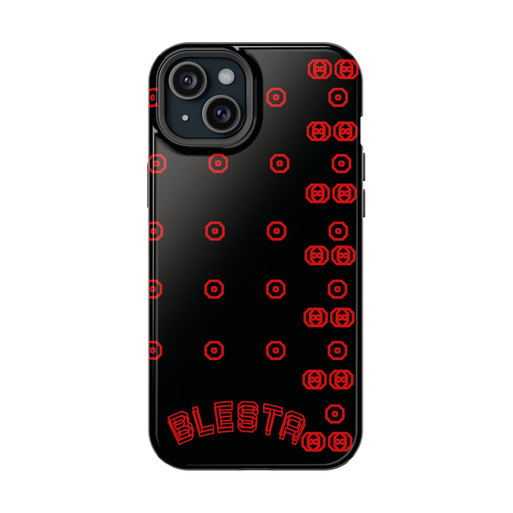 Phone Case — Black & Red Retro Pixel Pattern Magnetic Impact-Resistant Case