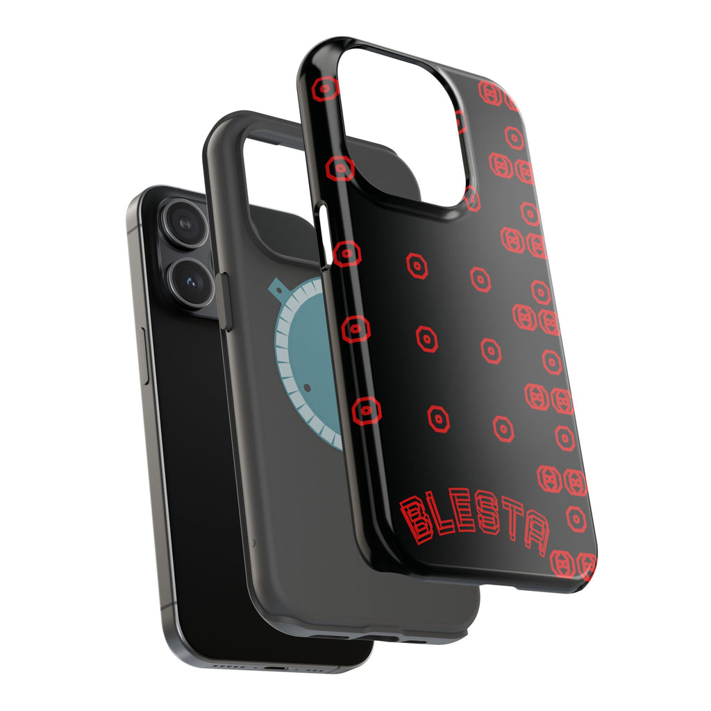 Phone Case — Black & Red Retro Pixel Pattern Magnetic Impact-Resistant Case