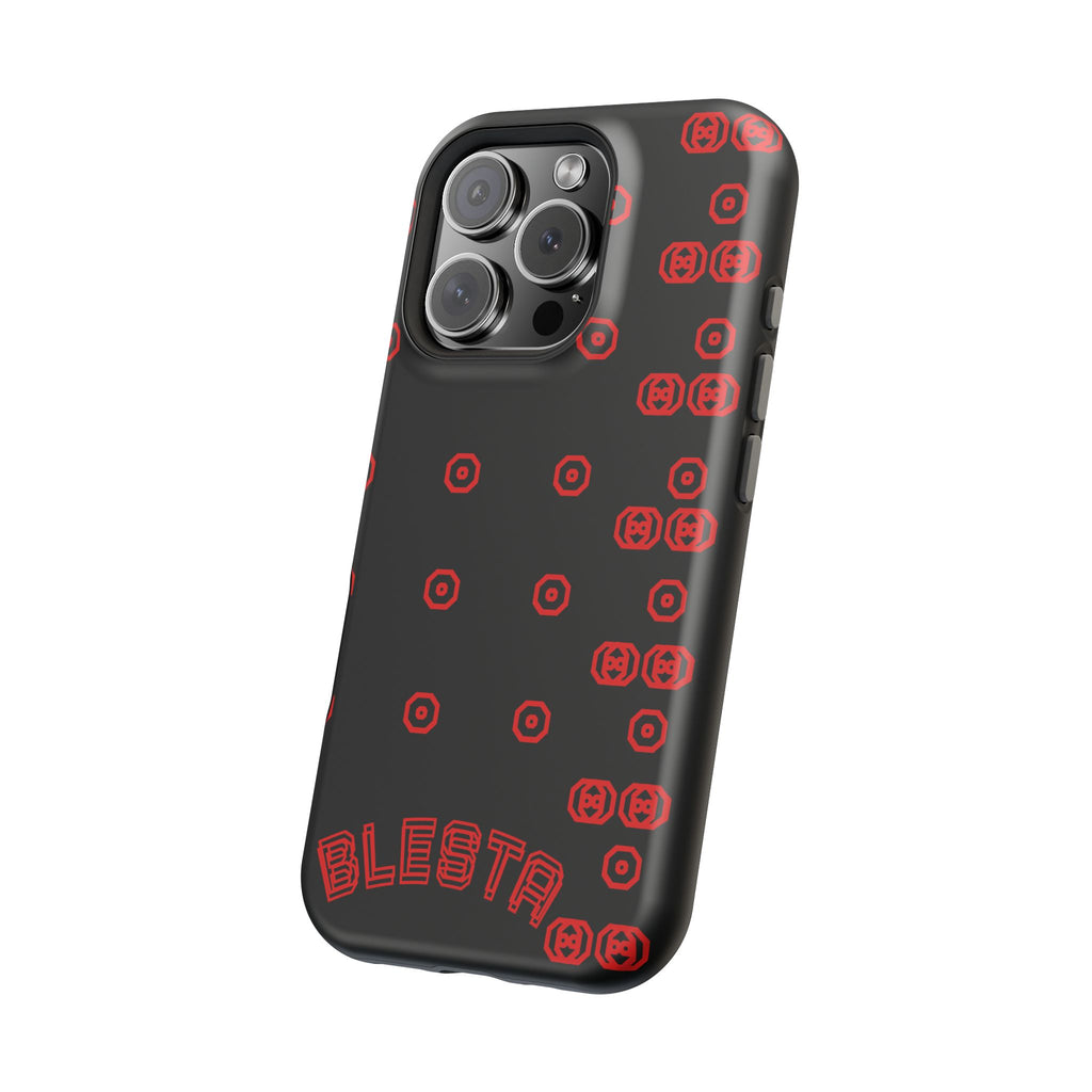 Phone Case — Black & Red Retro Pixel Pattern Magnetic Impact-Resistant Case